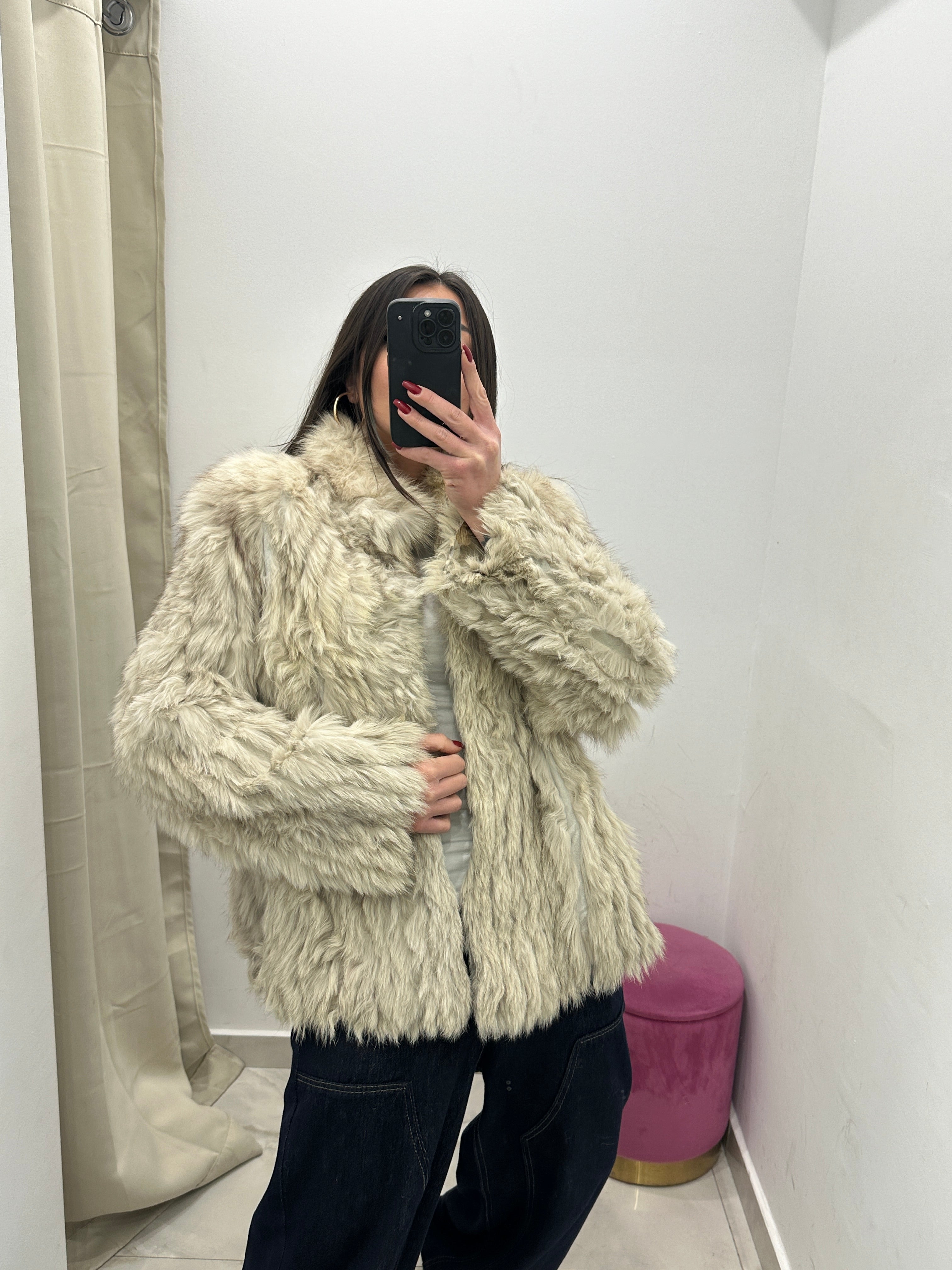 Pelliccia vera vintage bianca