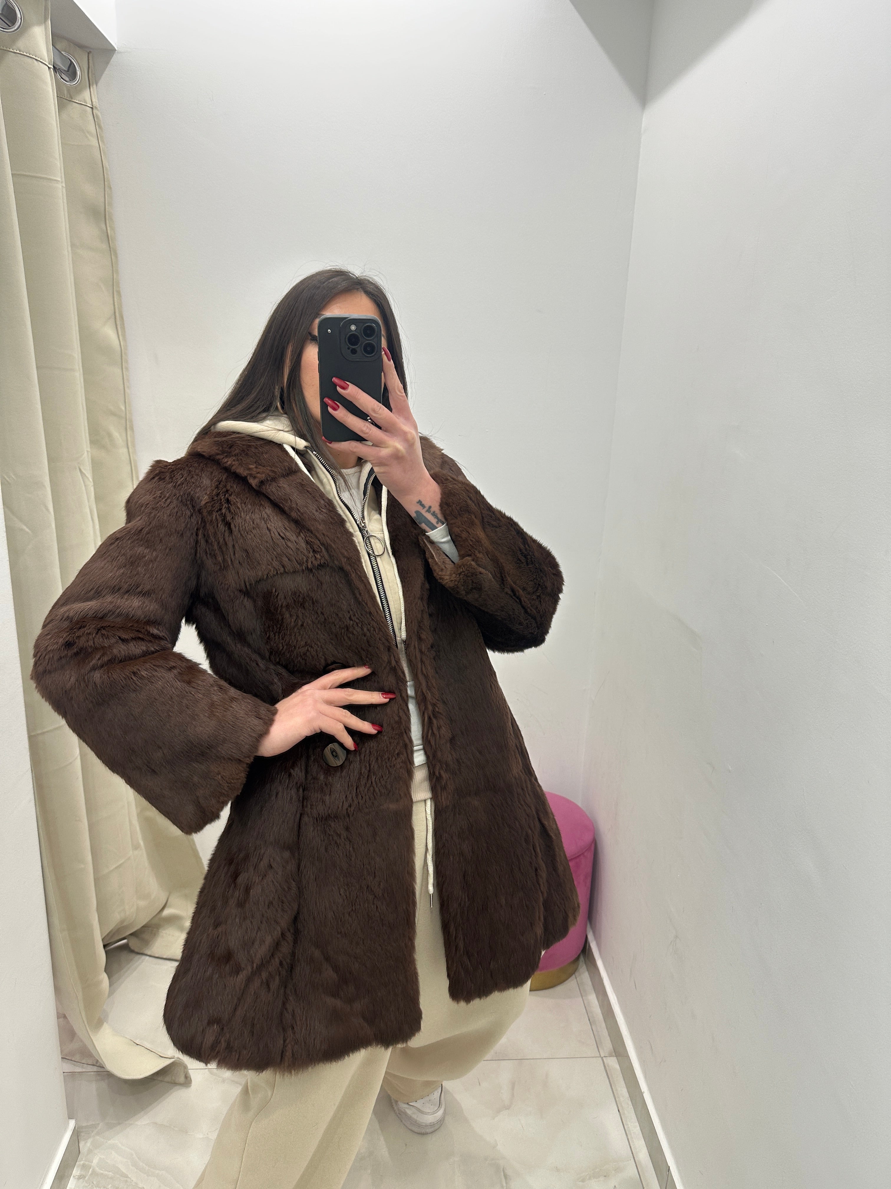 Pelliccia vera vintage marrone