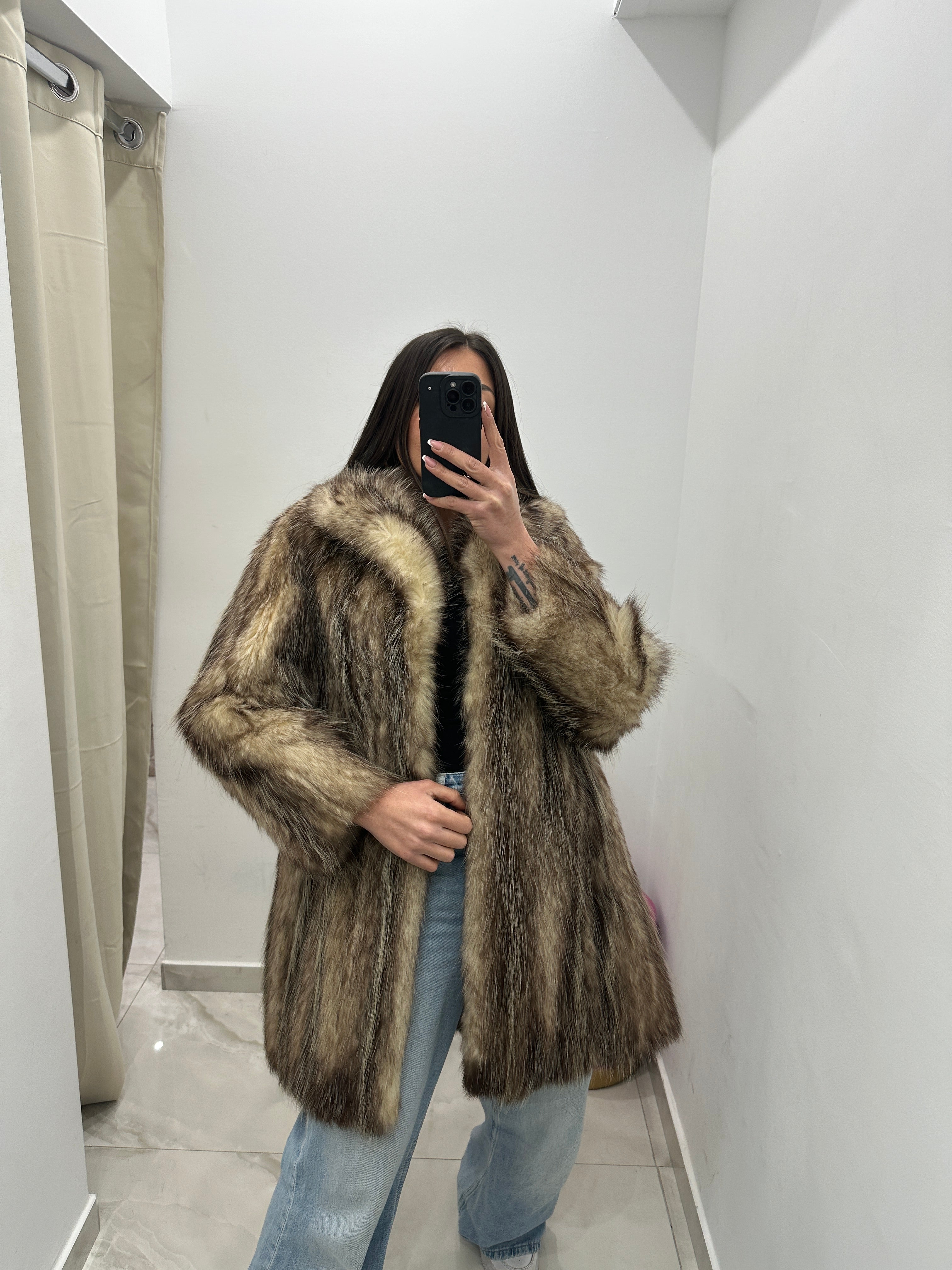 Pelliccia vera vintage bicolor