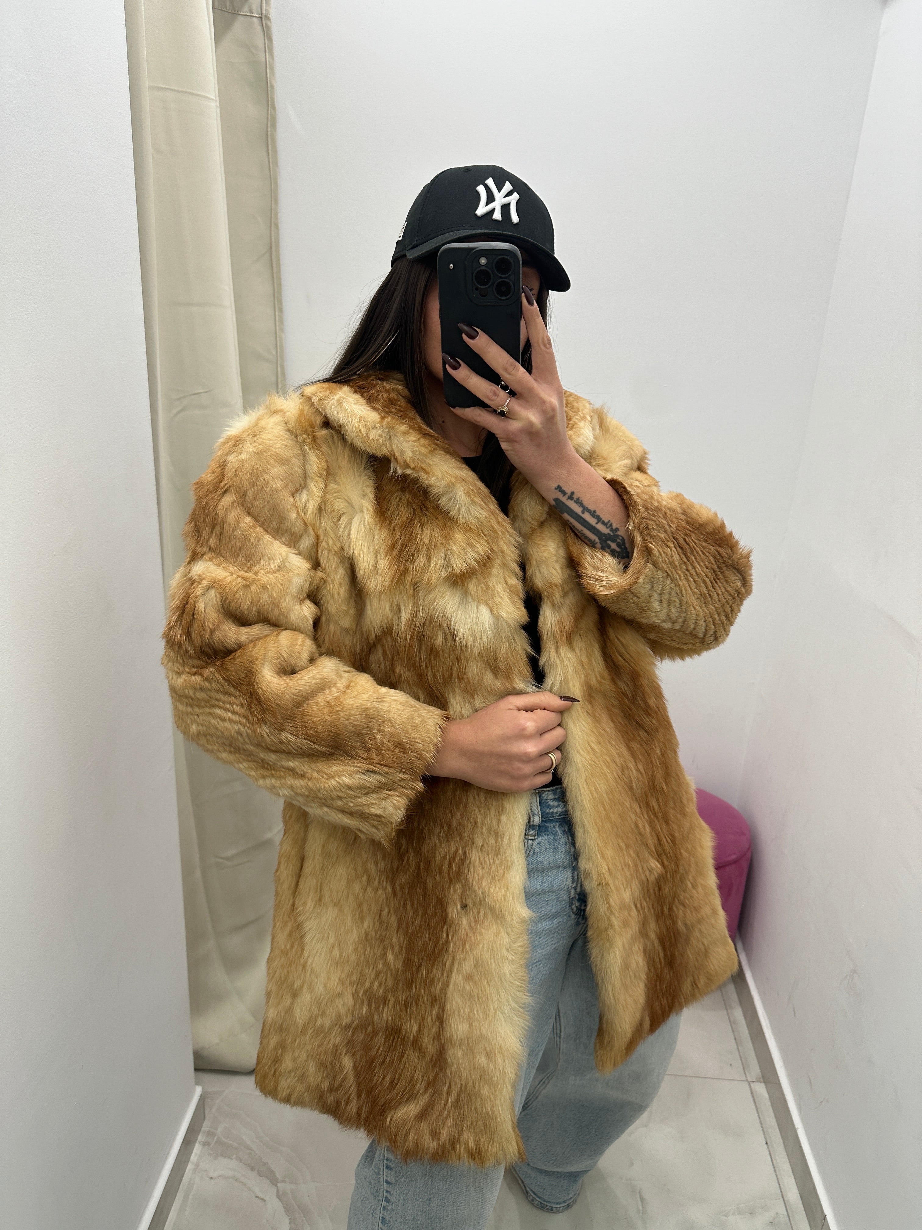 Pelliccia vera vintage miele