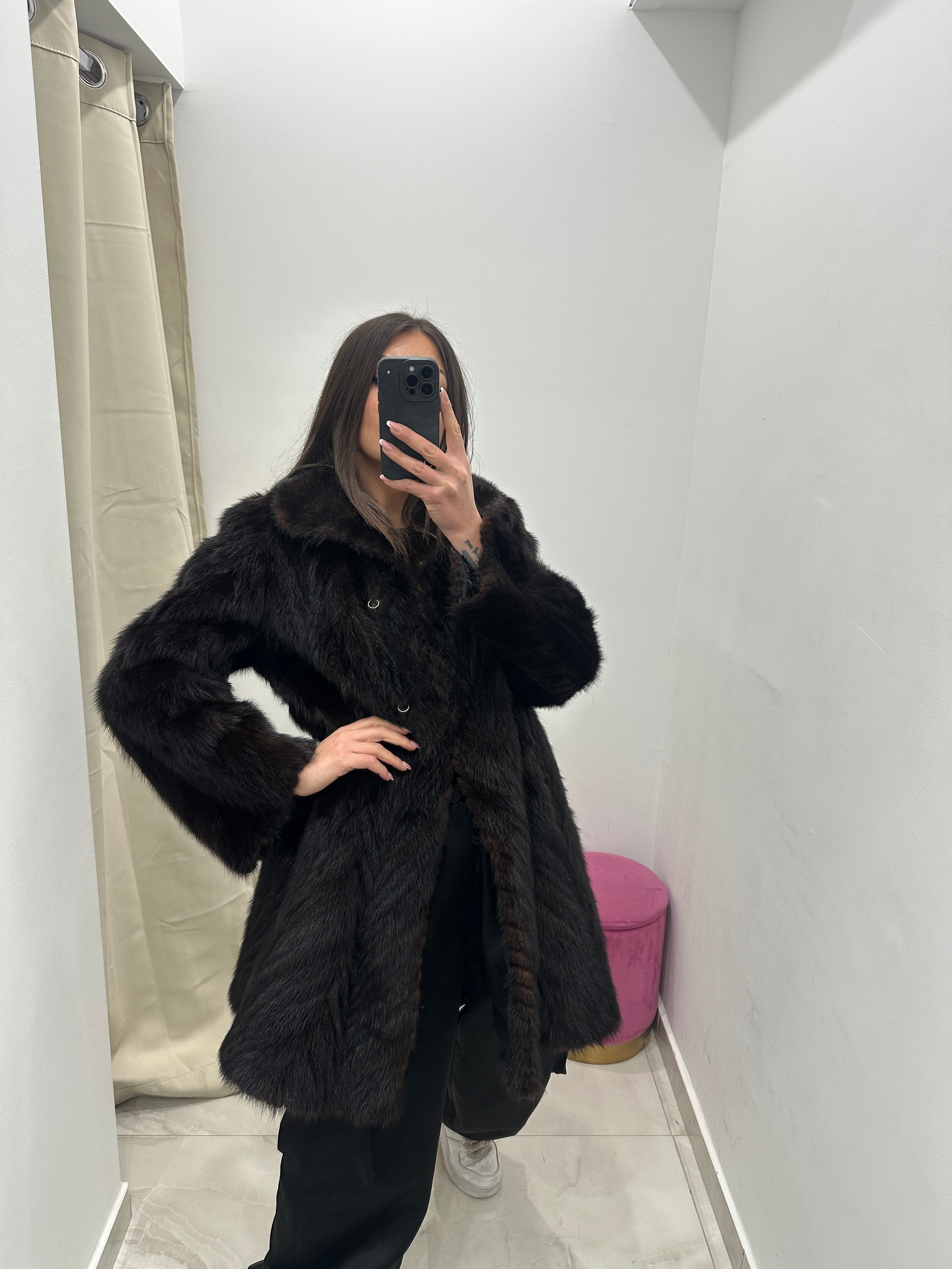 Pelliccia vera vintage marrone scuro