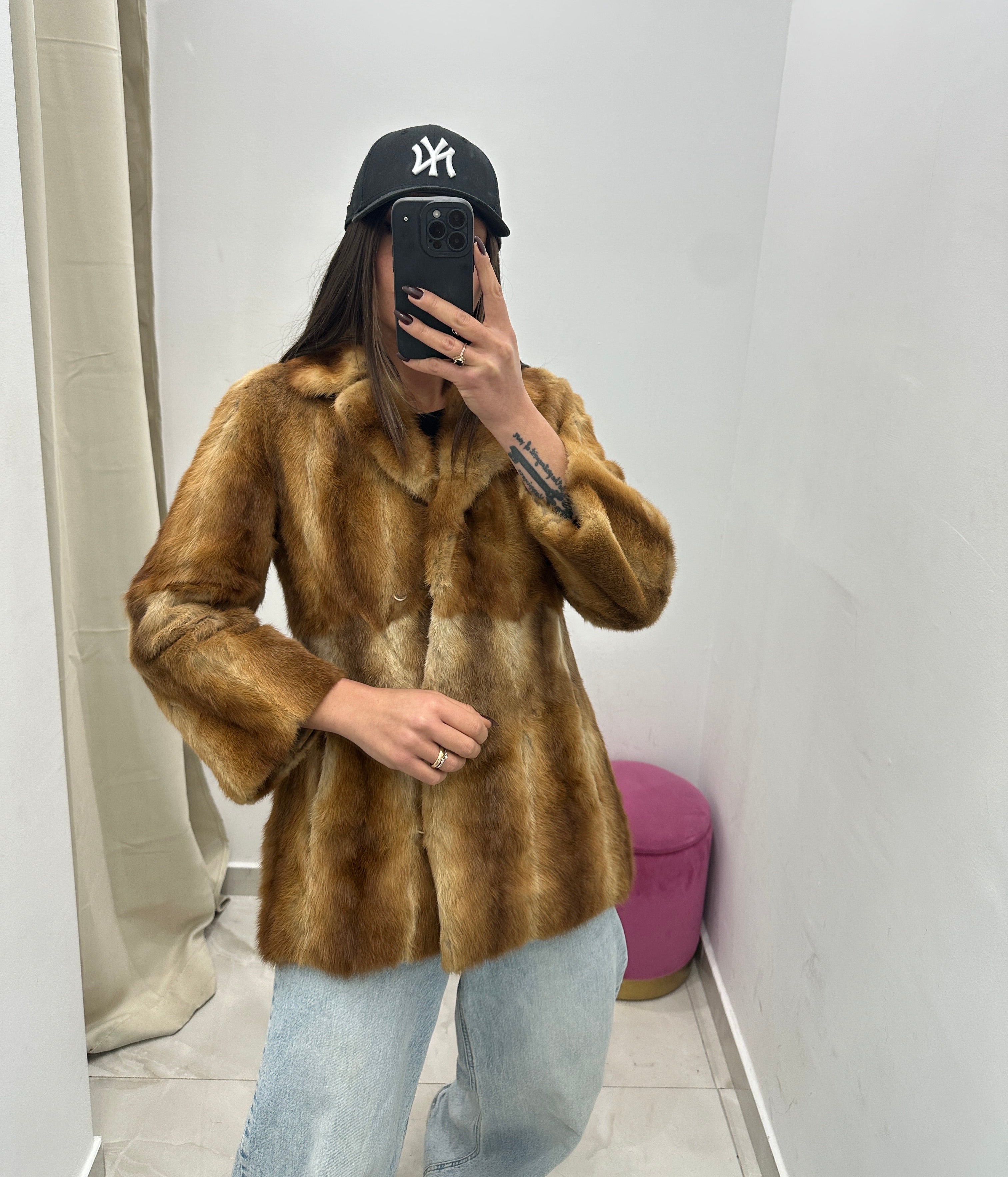 Pelliccia vera vintage miele sfumata