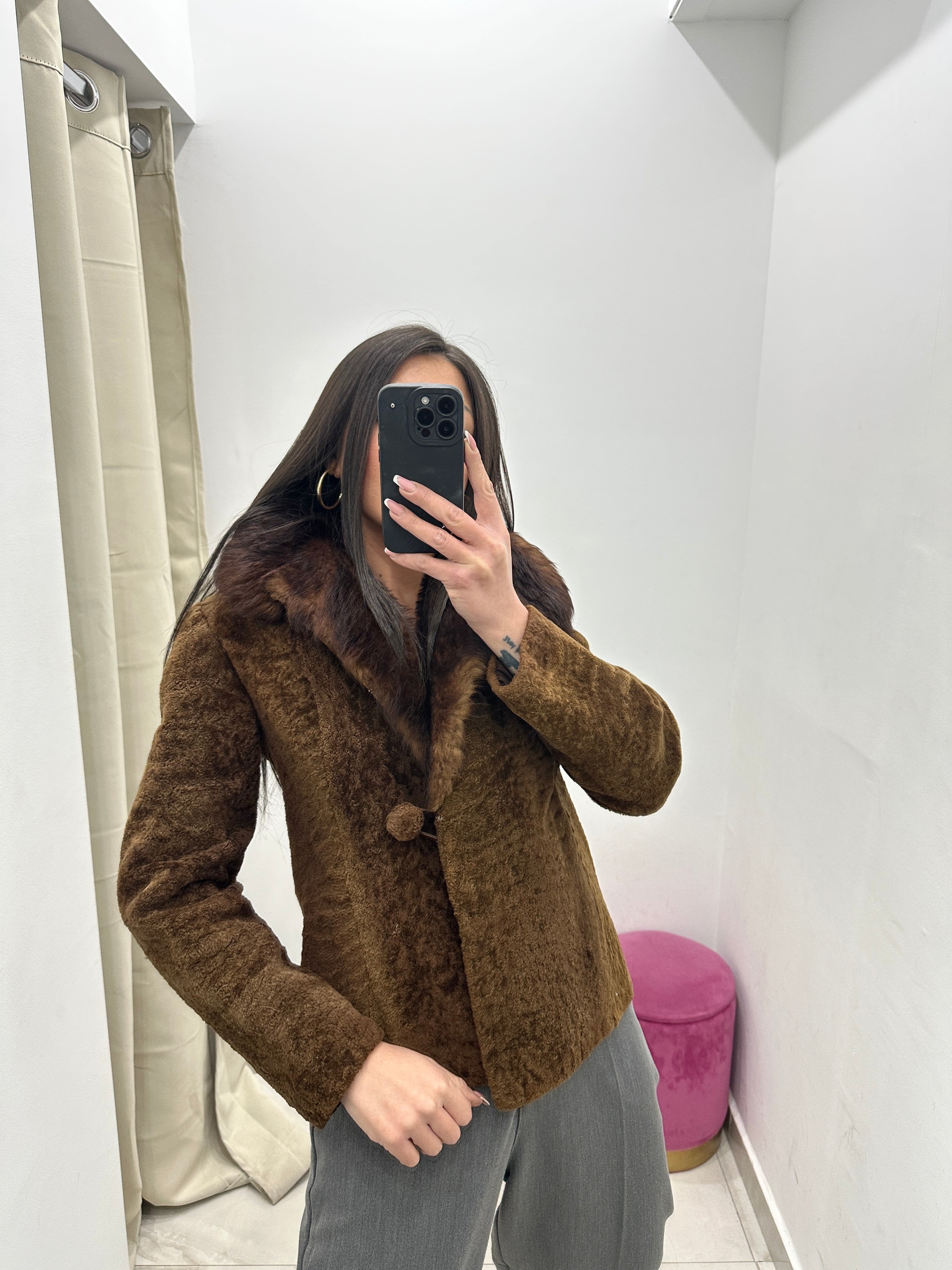Pelliccia vera vintage in promo marrone