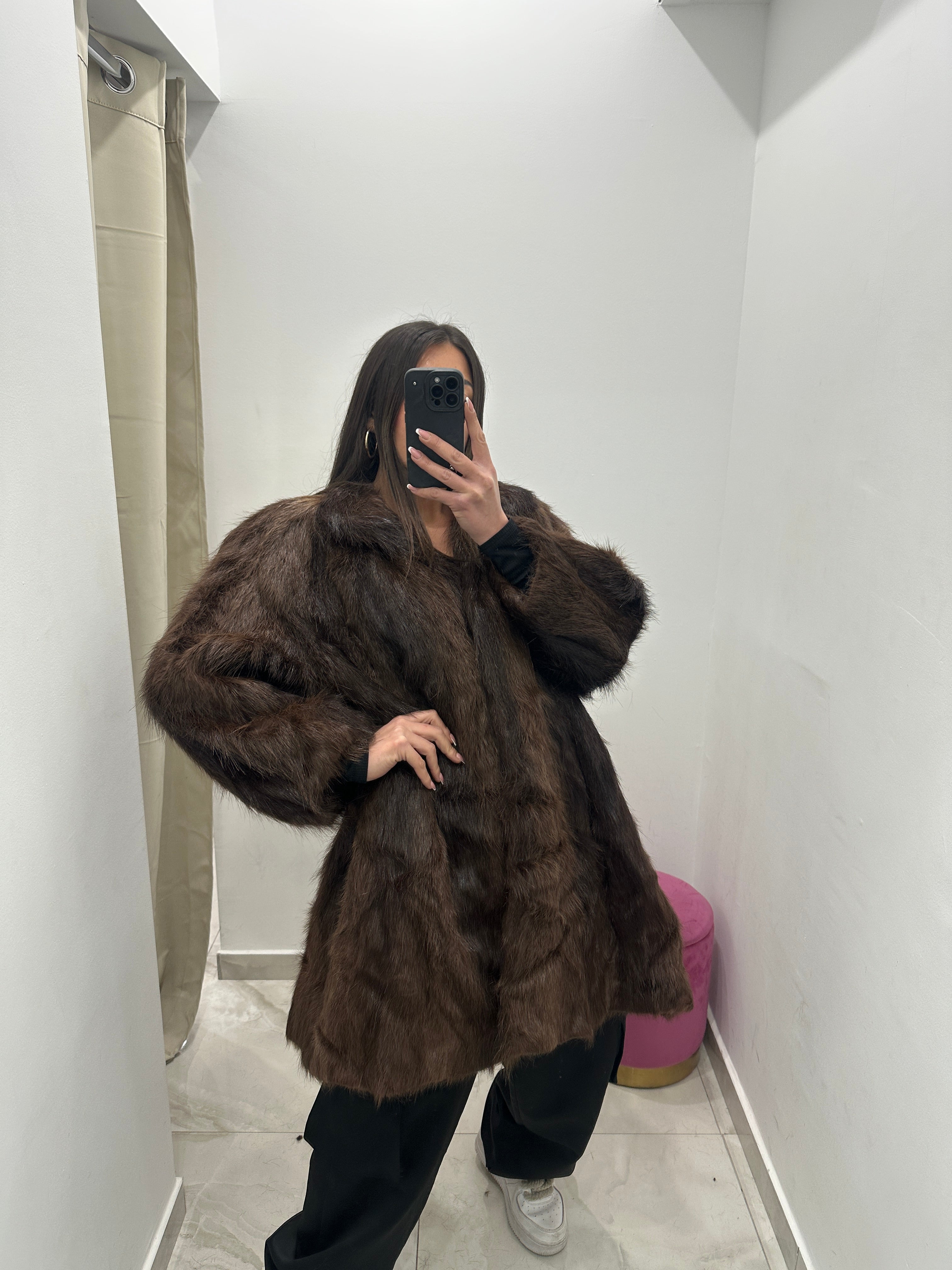 Pelliccia vera vintage marrone