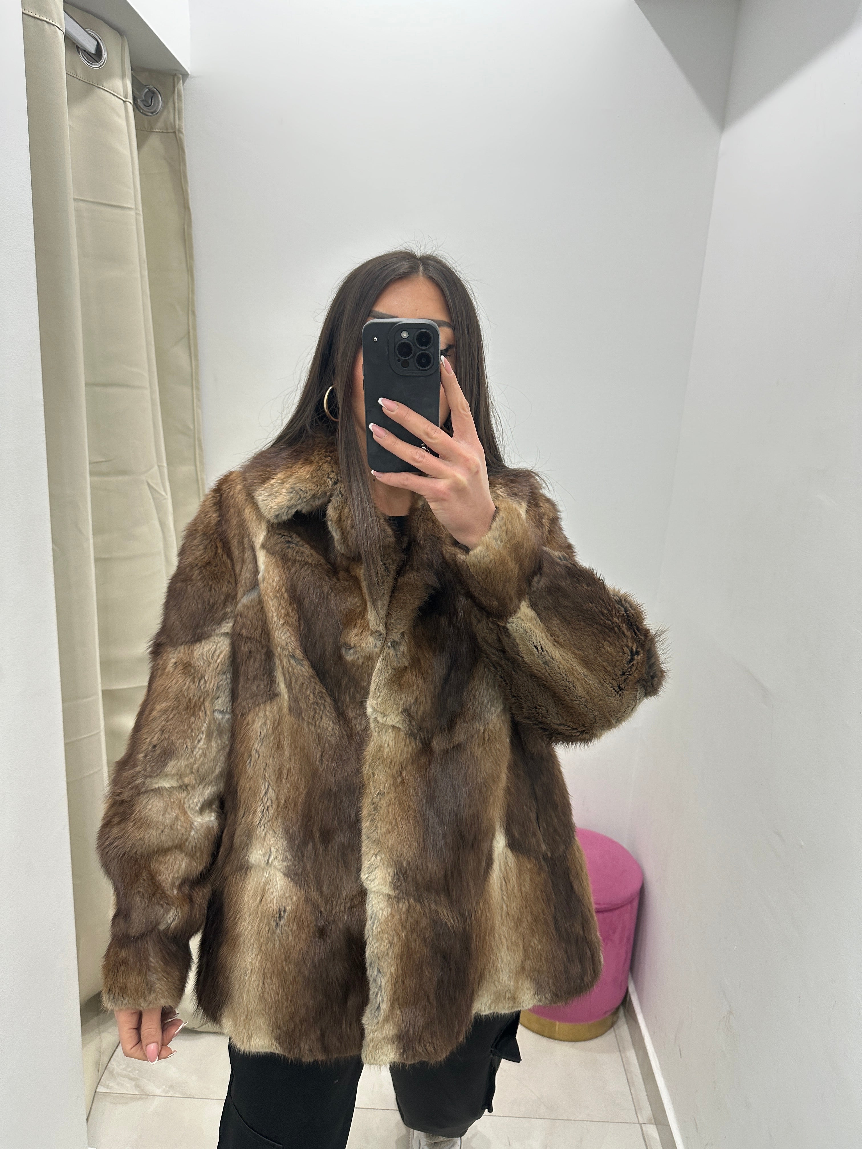 Pelliccia vera vintage bicolor