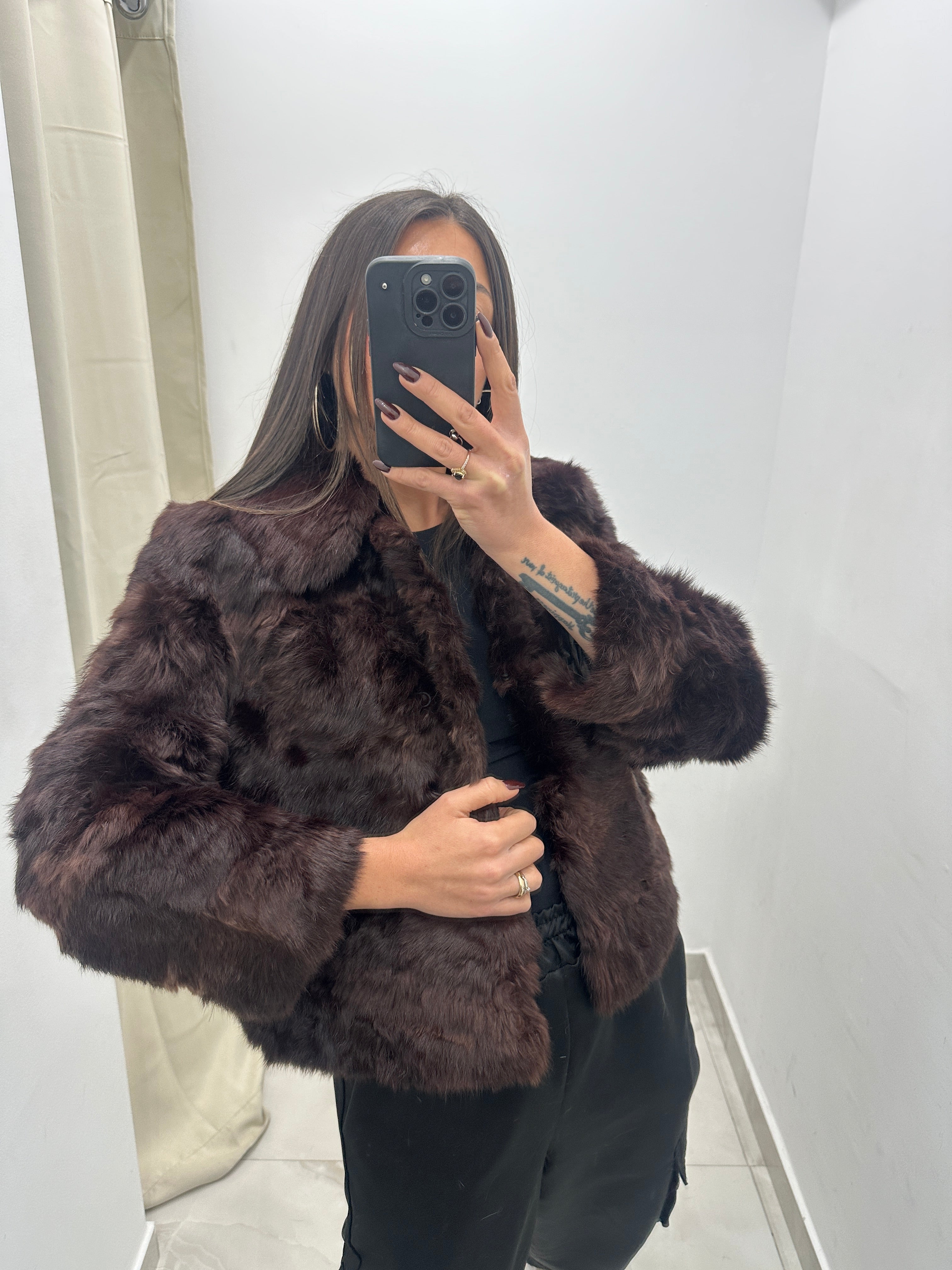 Pelliccia vera vintage marrone corta