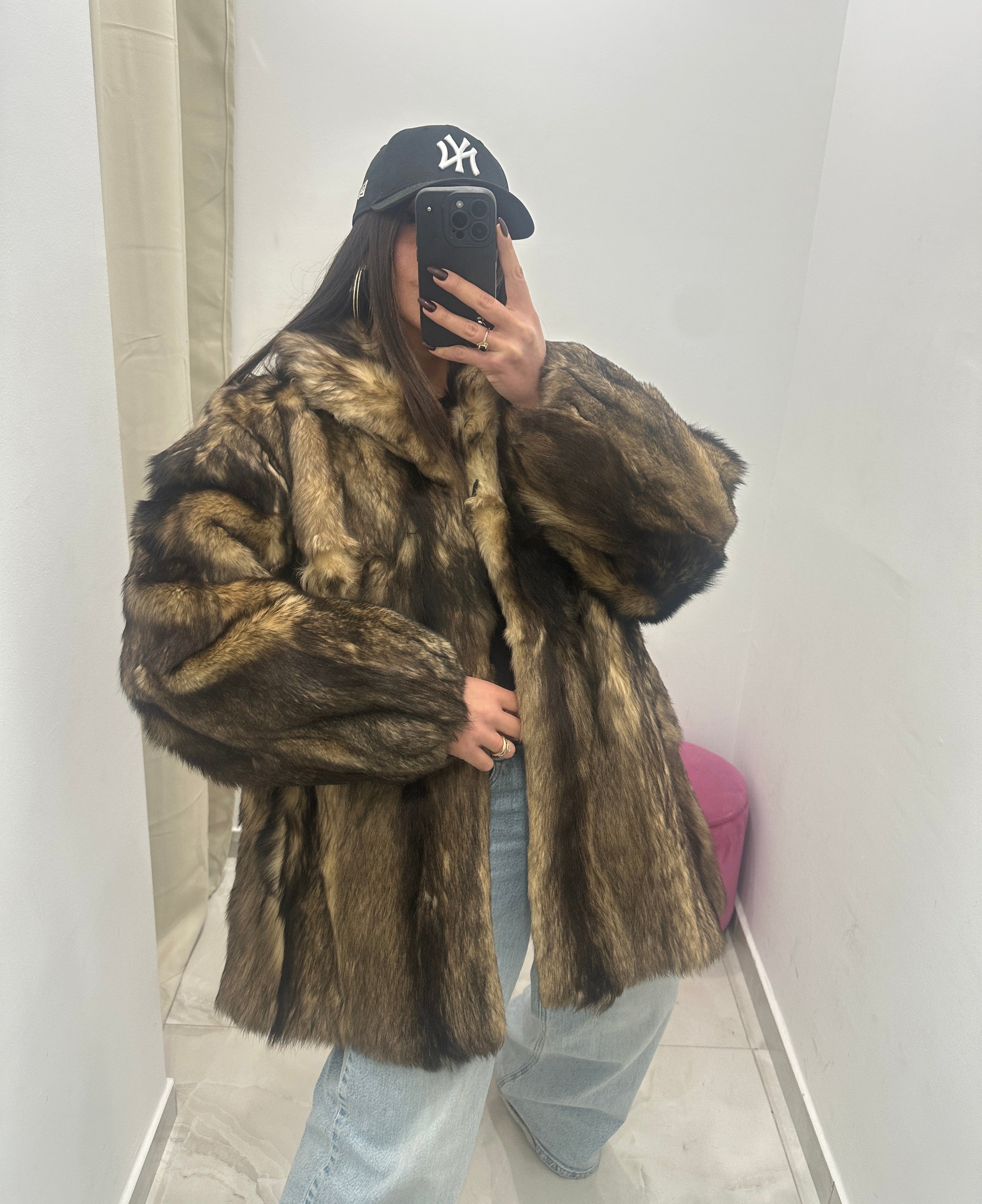 Pelliccia vera vintage bicolor