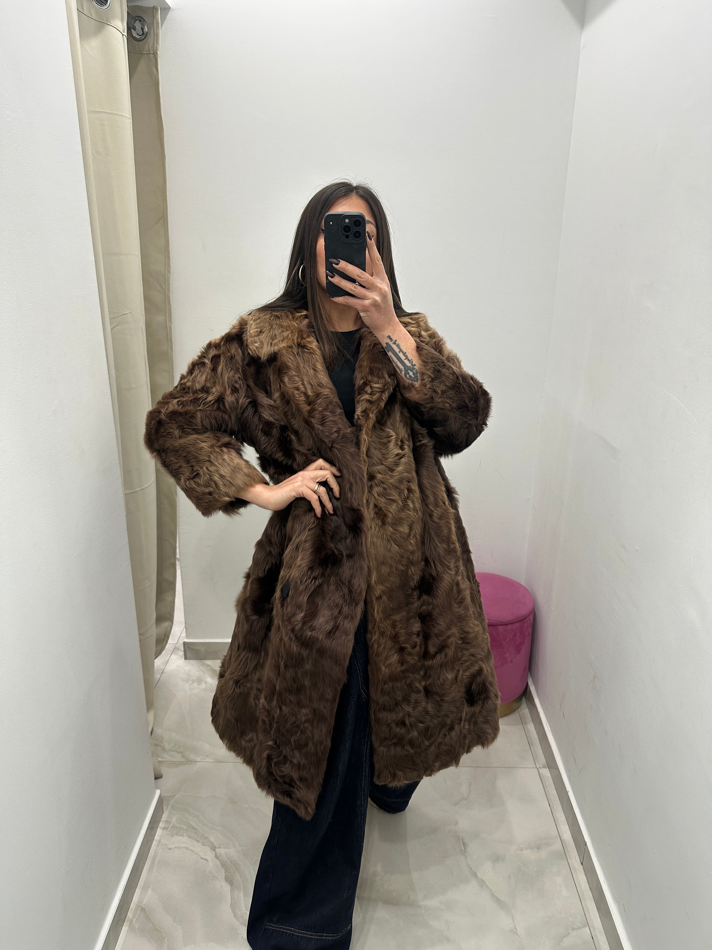 Pelliccia vera vintage miele scuro