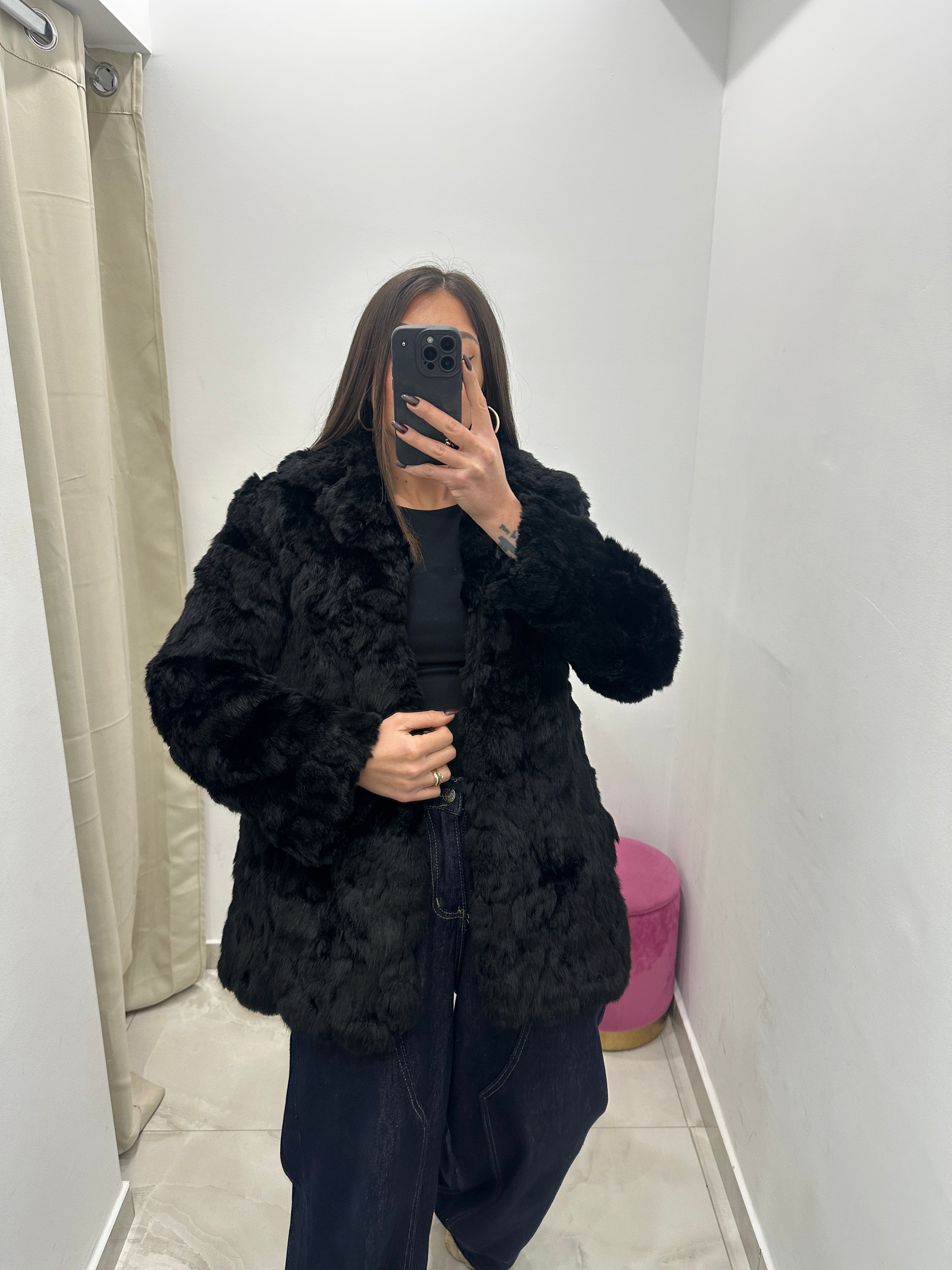 Pelliccia vera vintage nera