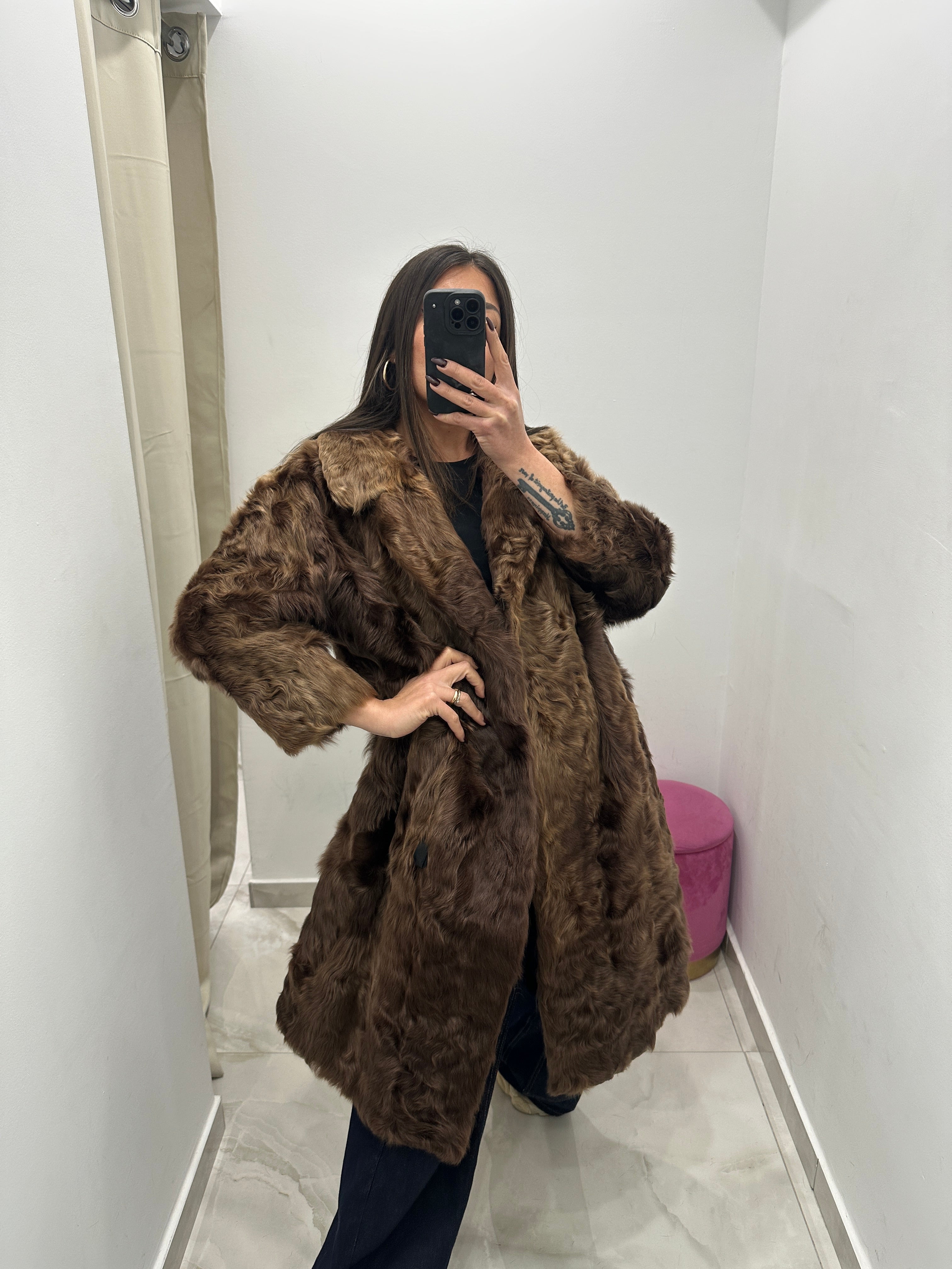 Pelliccia vera vintage miele scuro