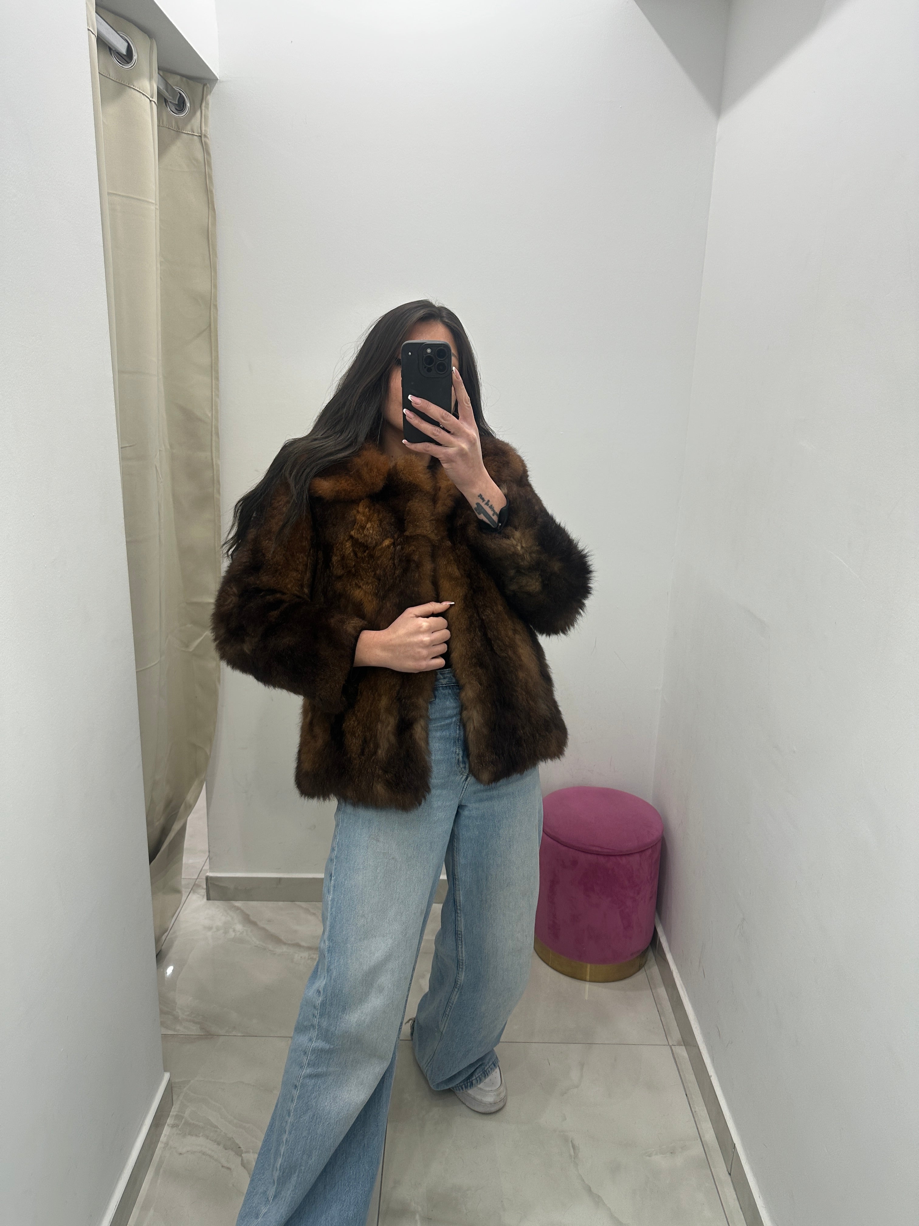 Pelliccia vera vintage bicolor