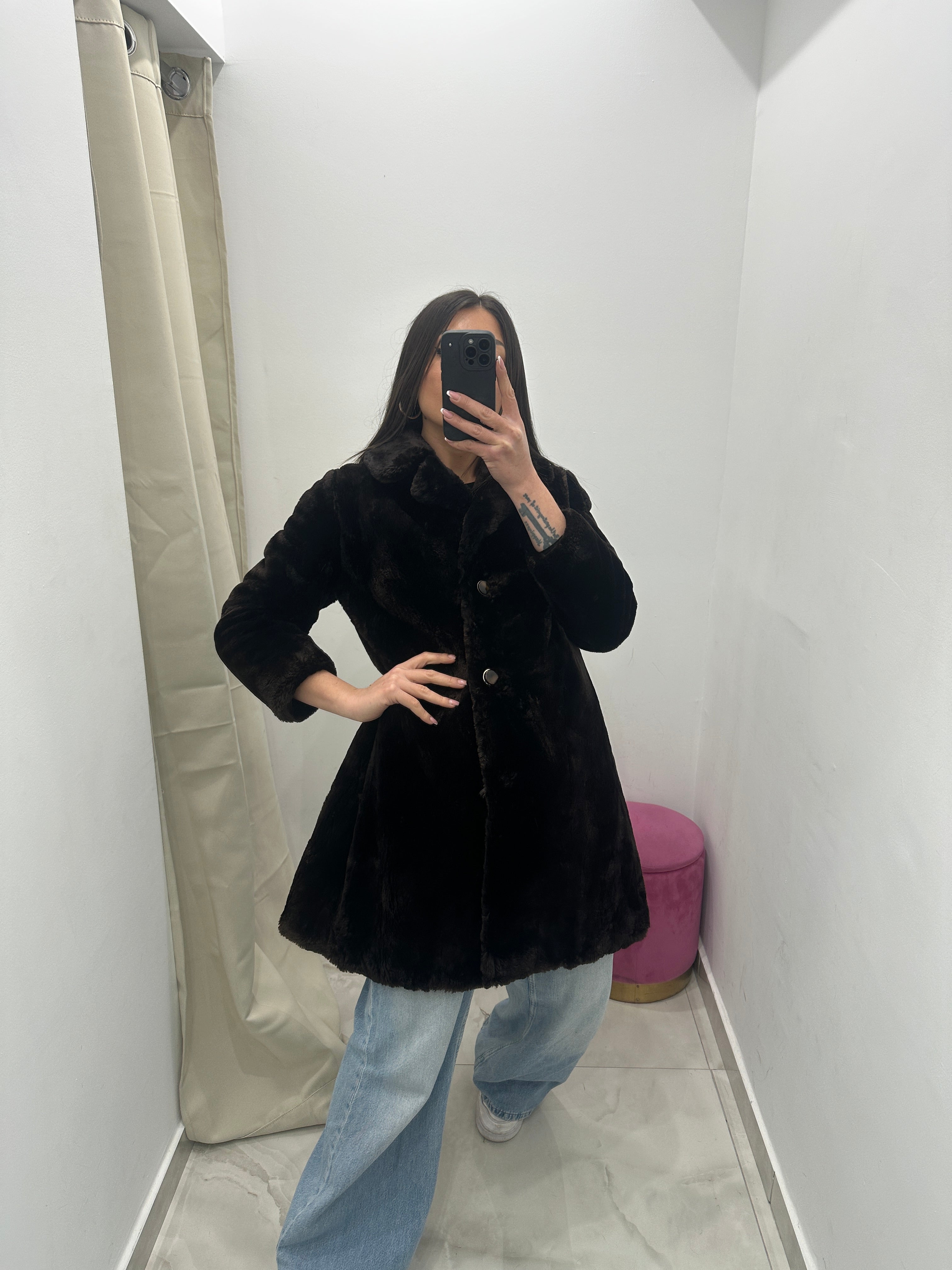 Pelliccia vera vintage in promo marrone scuro