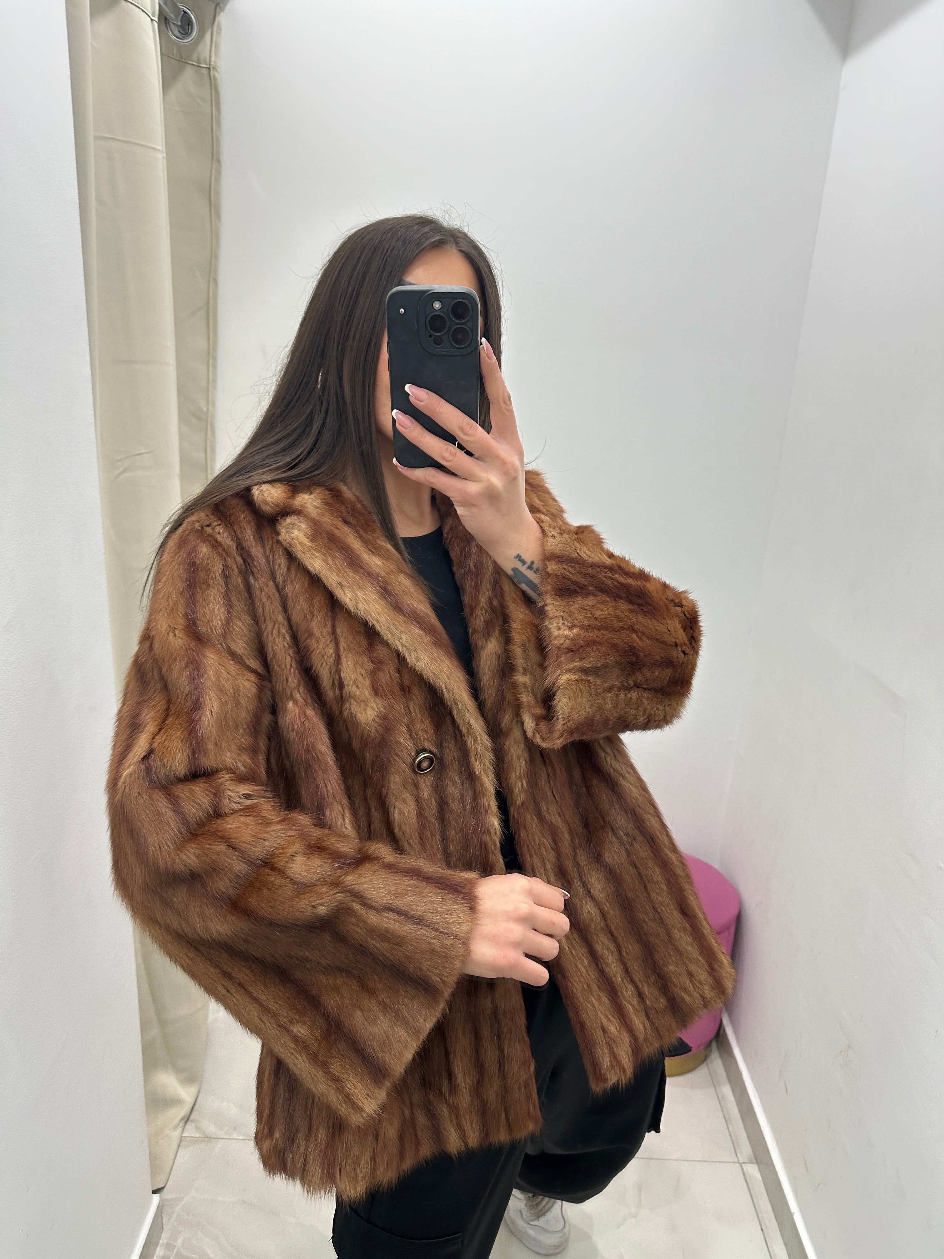 Pelliccia vera vintage miele