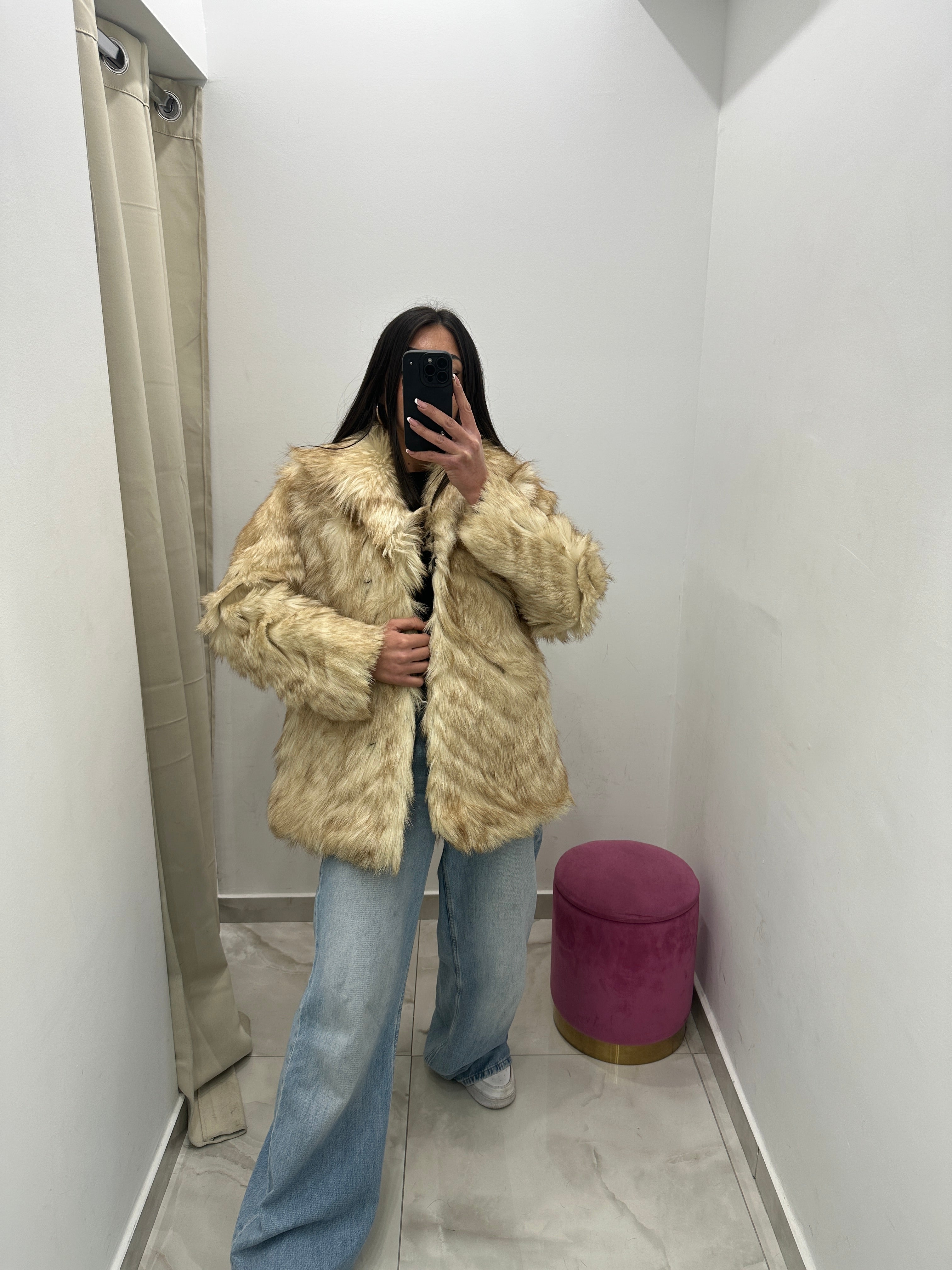 Pelliccia vera vintage panna