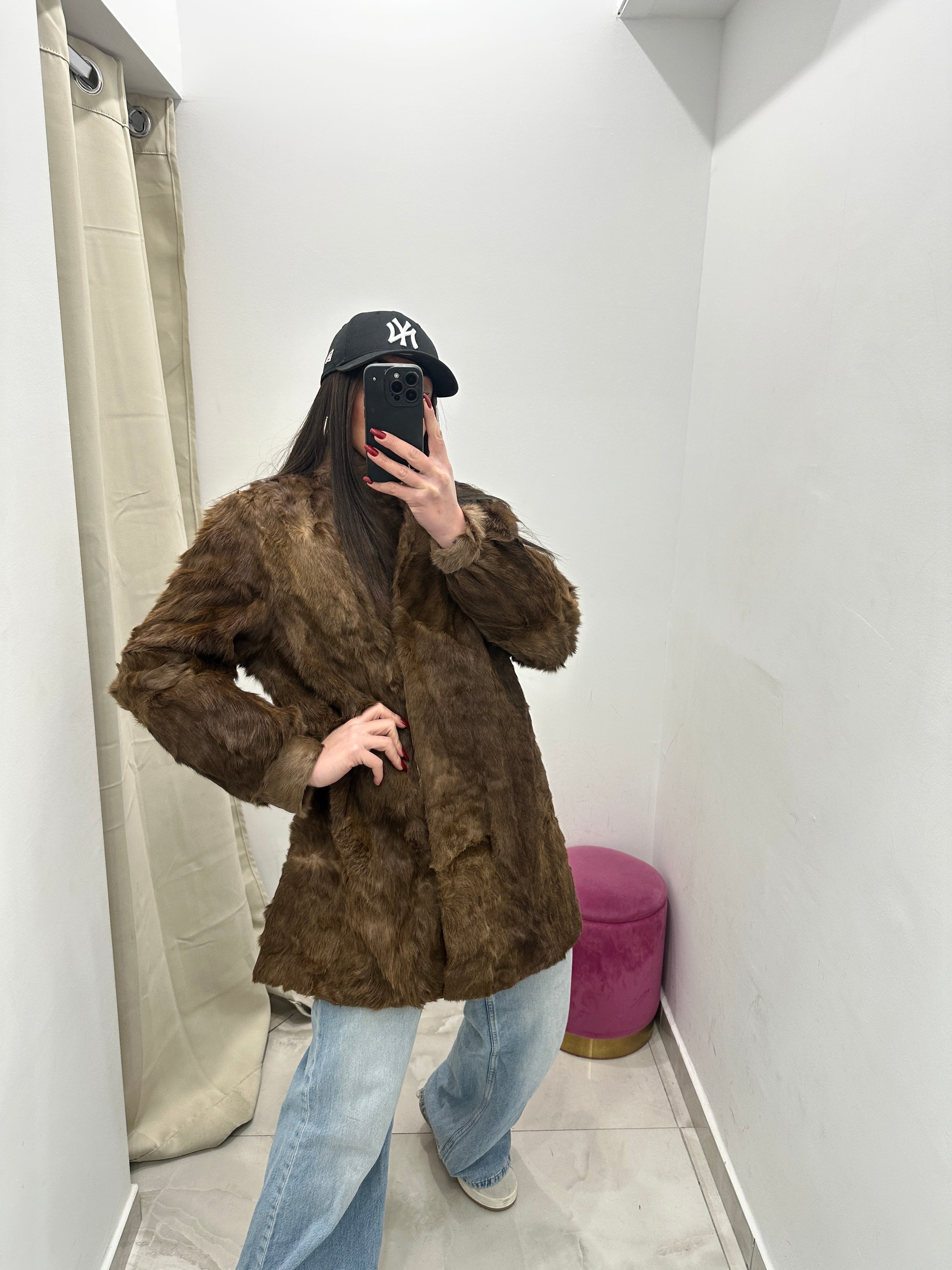 Pelliccia vera vintage in promo marrone chiaro