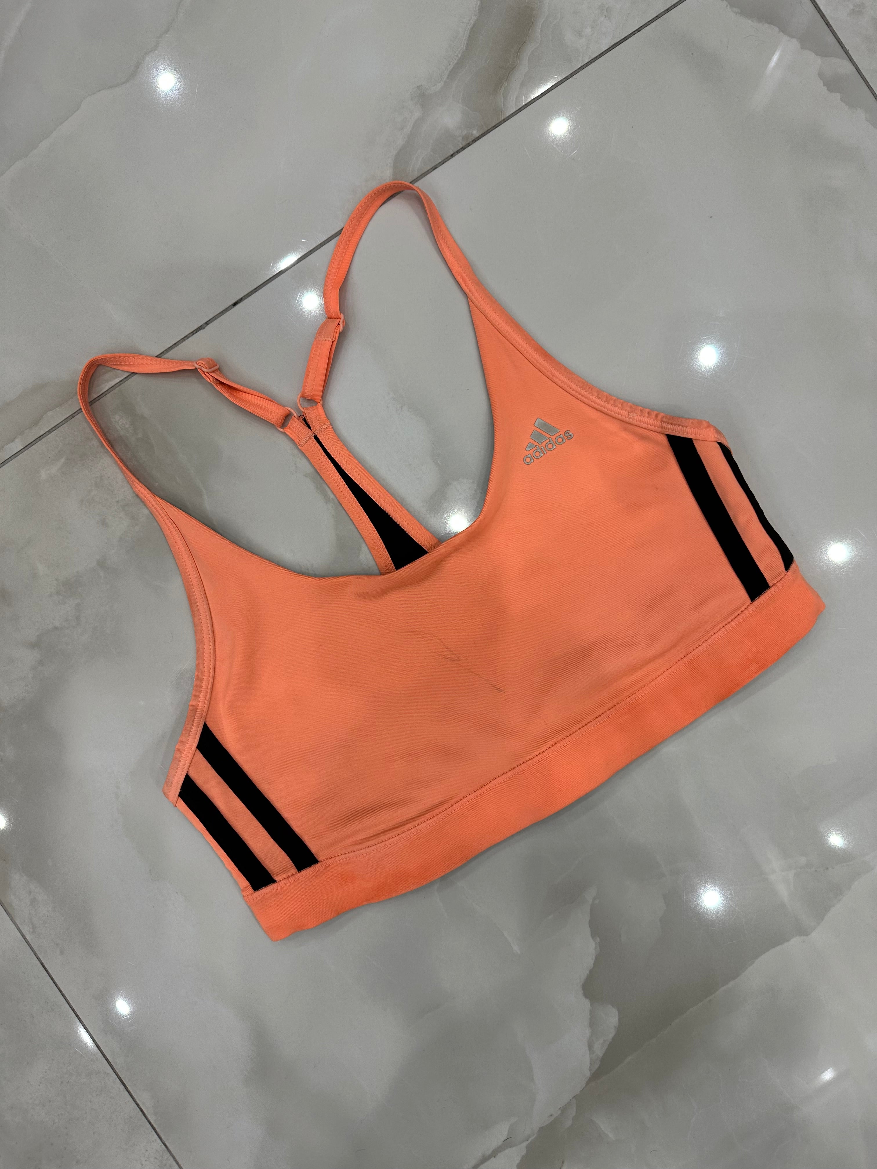 Top vintage arancio fluo e nero