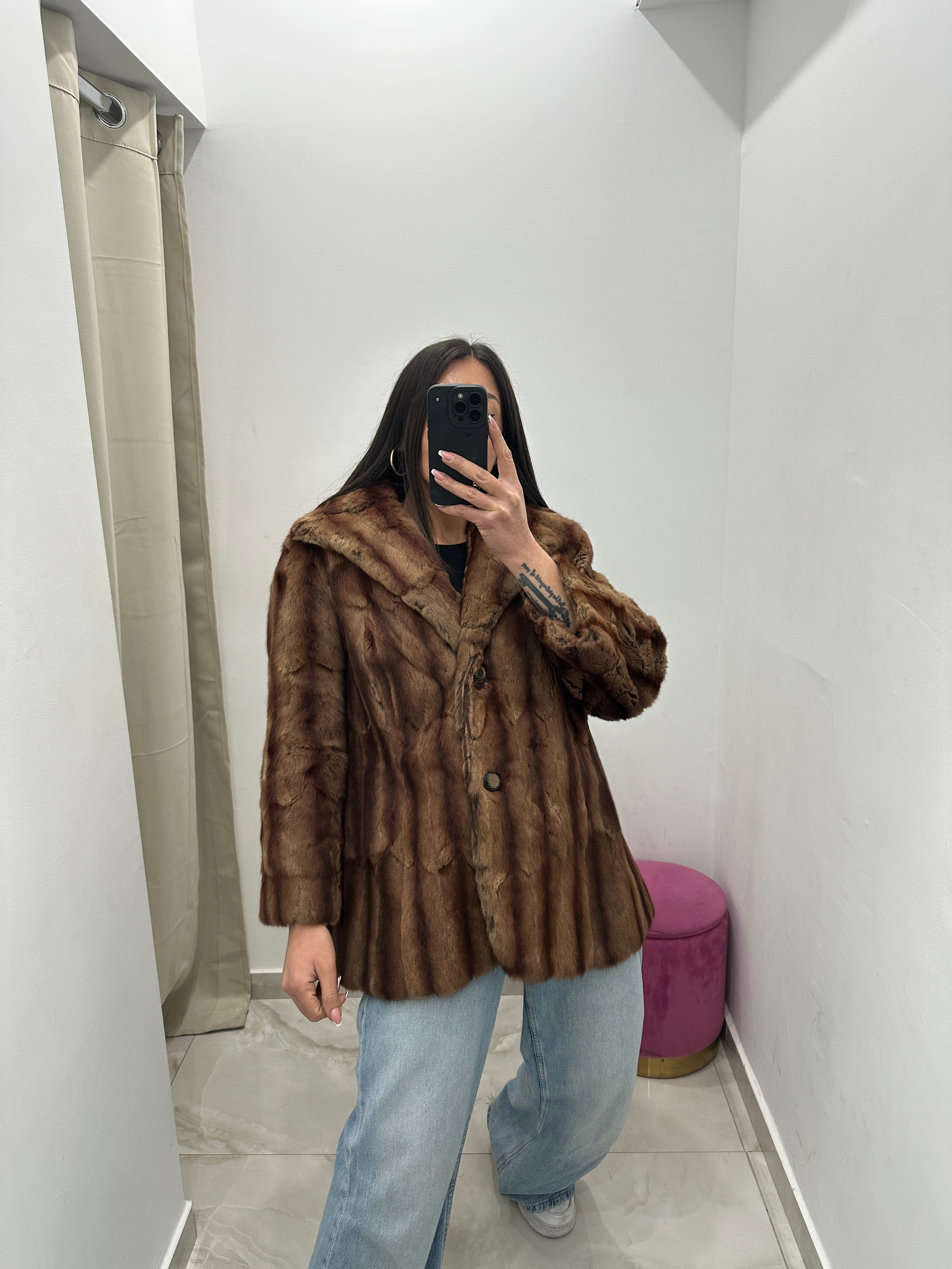 Pelliccia vera vintage bicolor