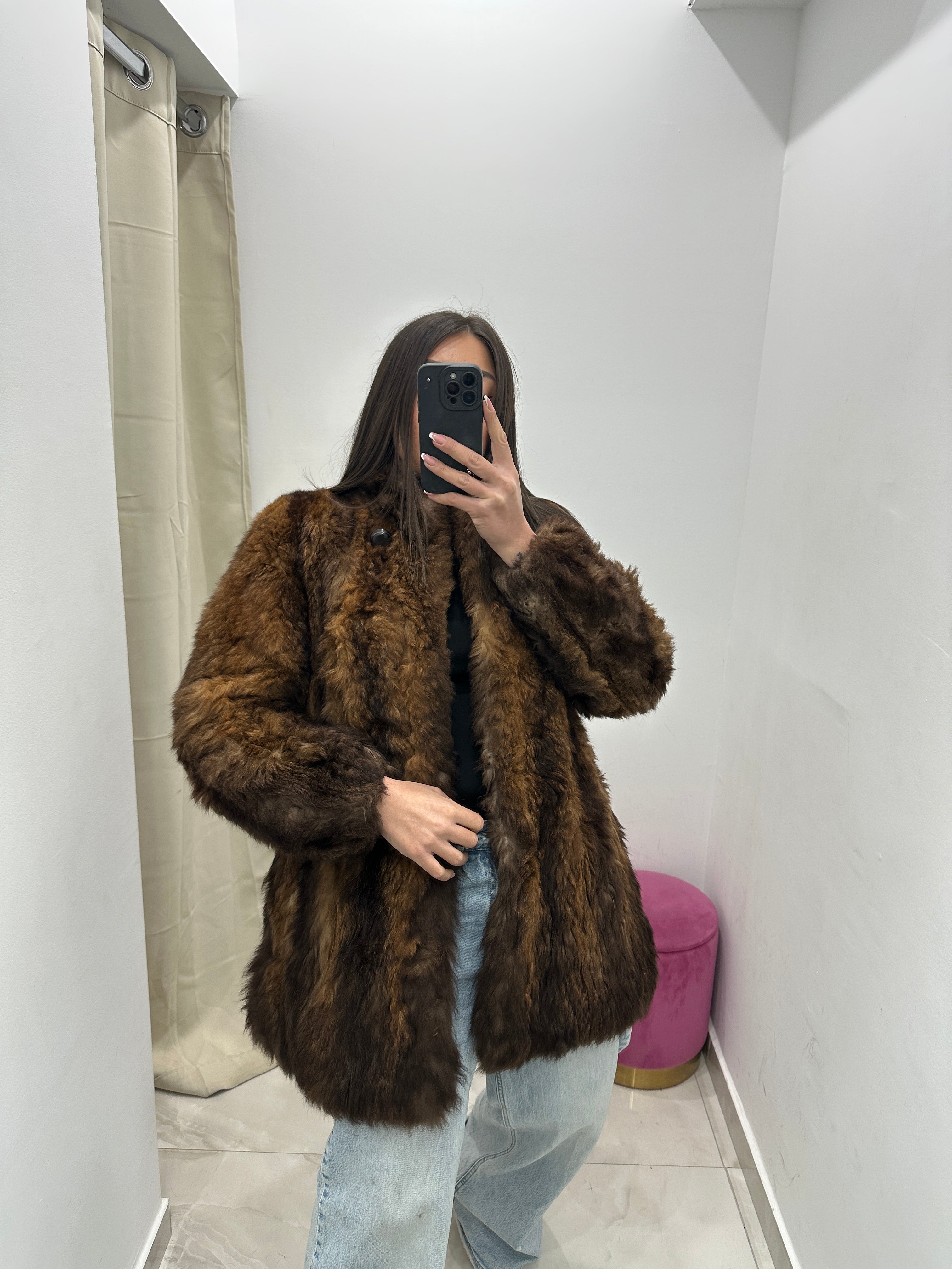 Pelliccia vera vintage bicolor