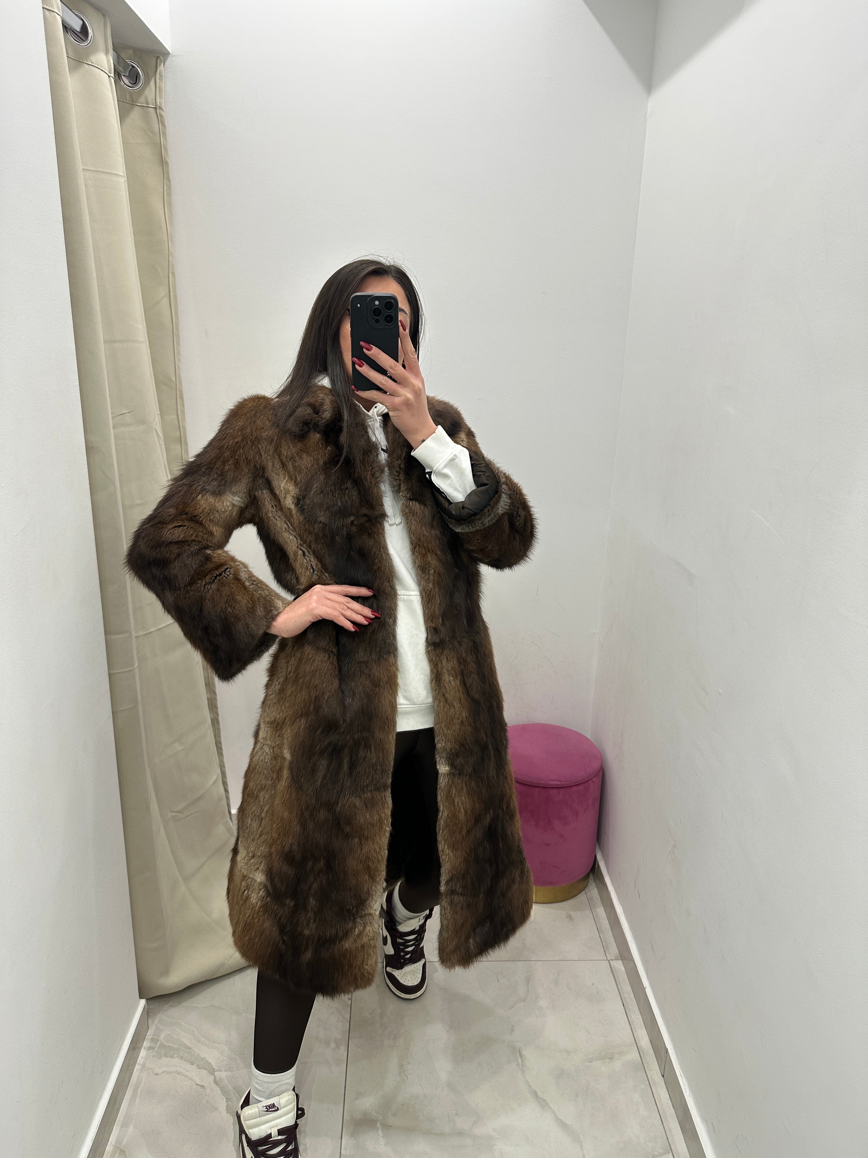 Pelliccia vera vintage bicolor lunga