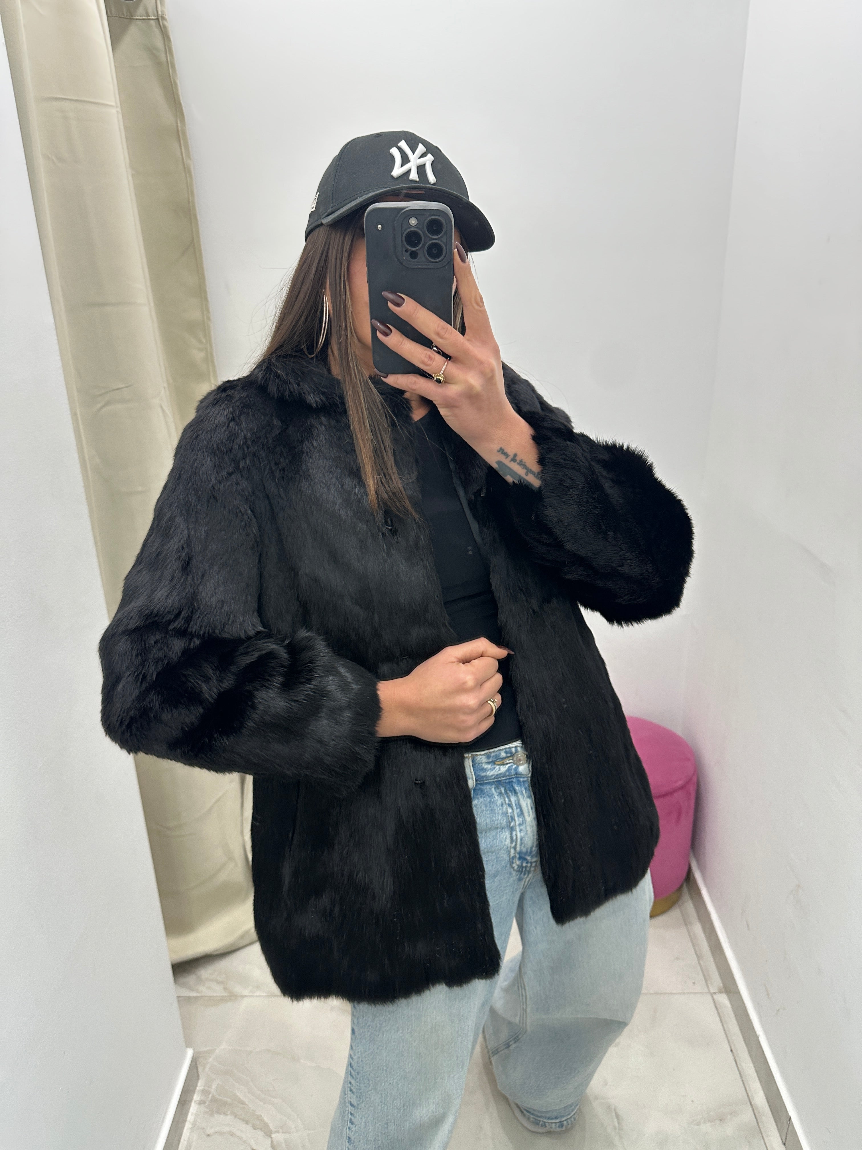 Pelliccia vera vintage nera