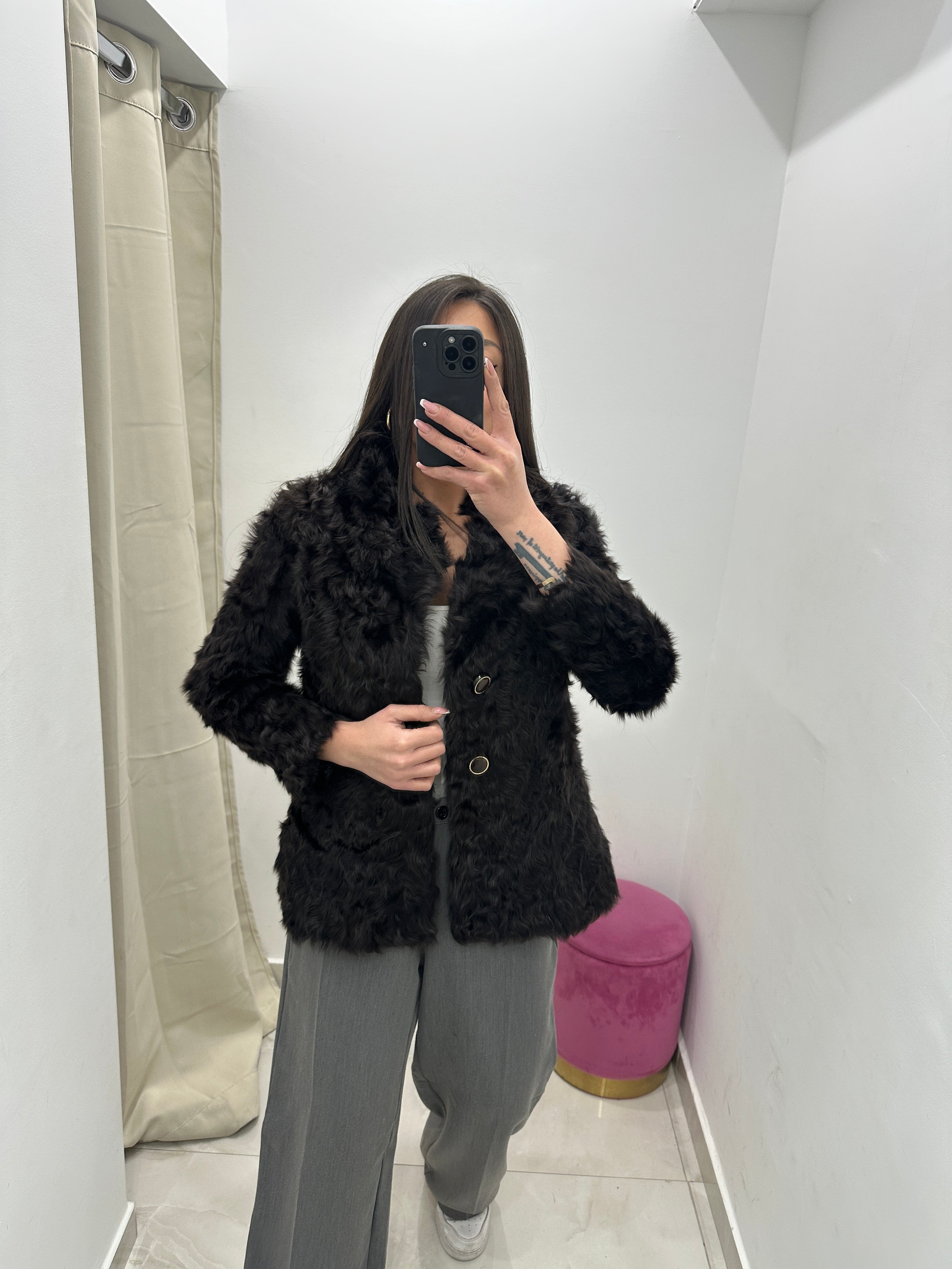 Pelliccia vera vintage in promo nera