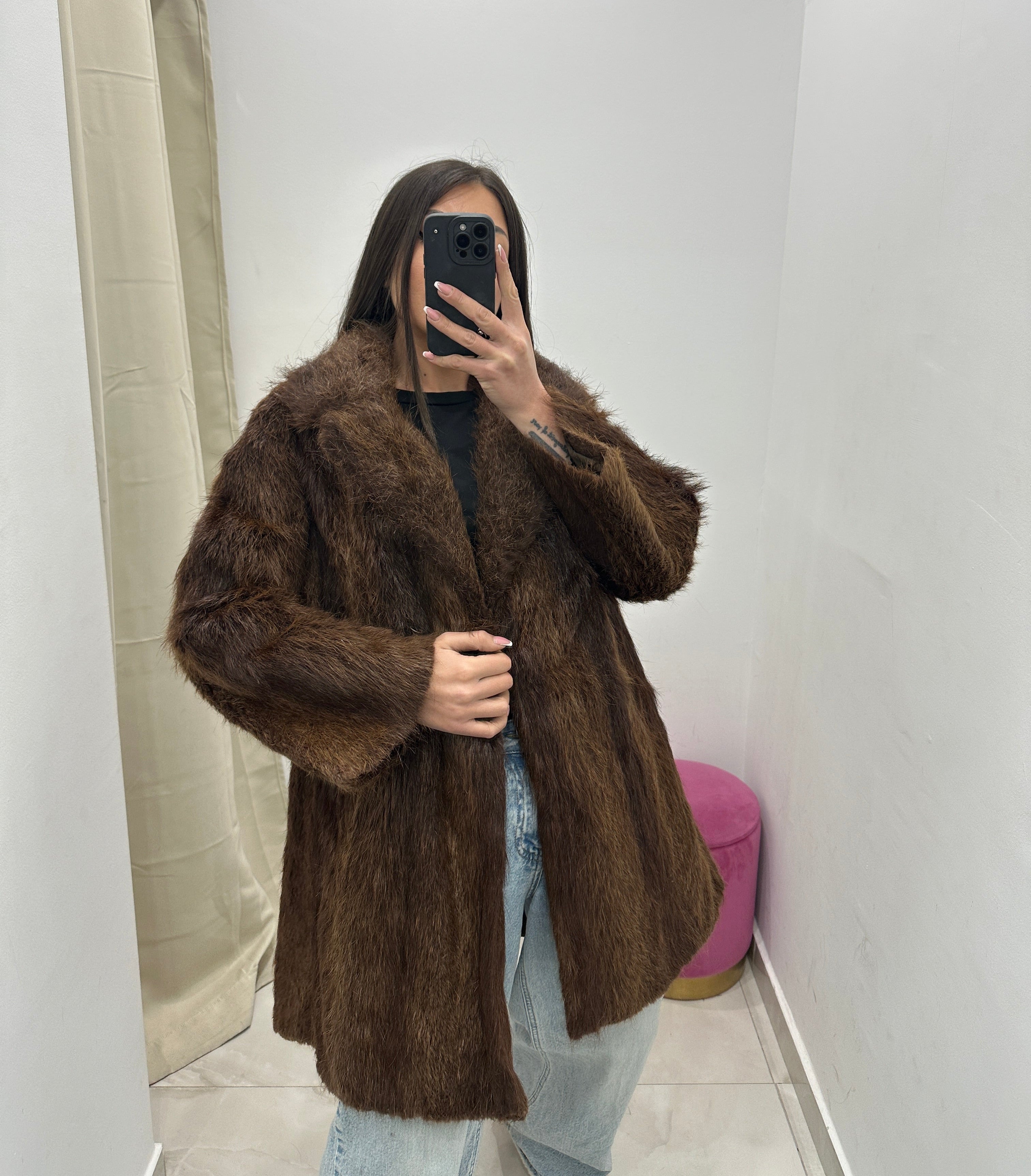 Pelliccia vera vintage marrone