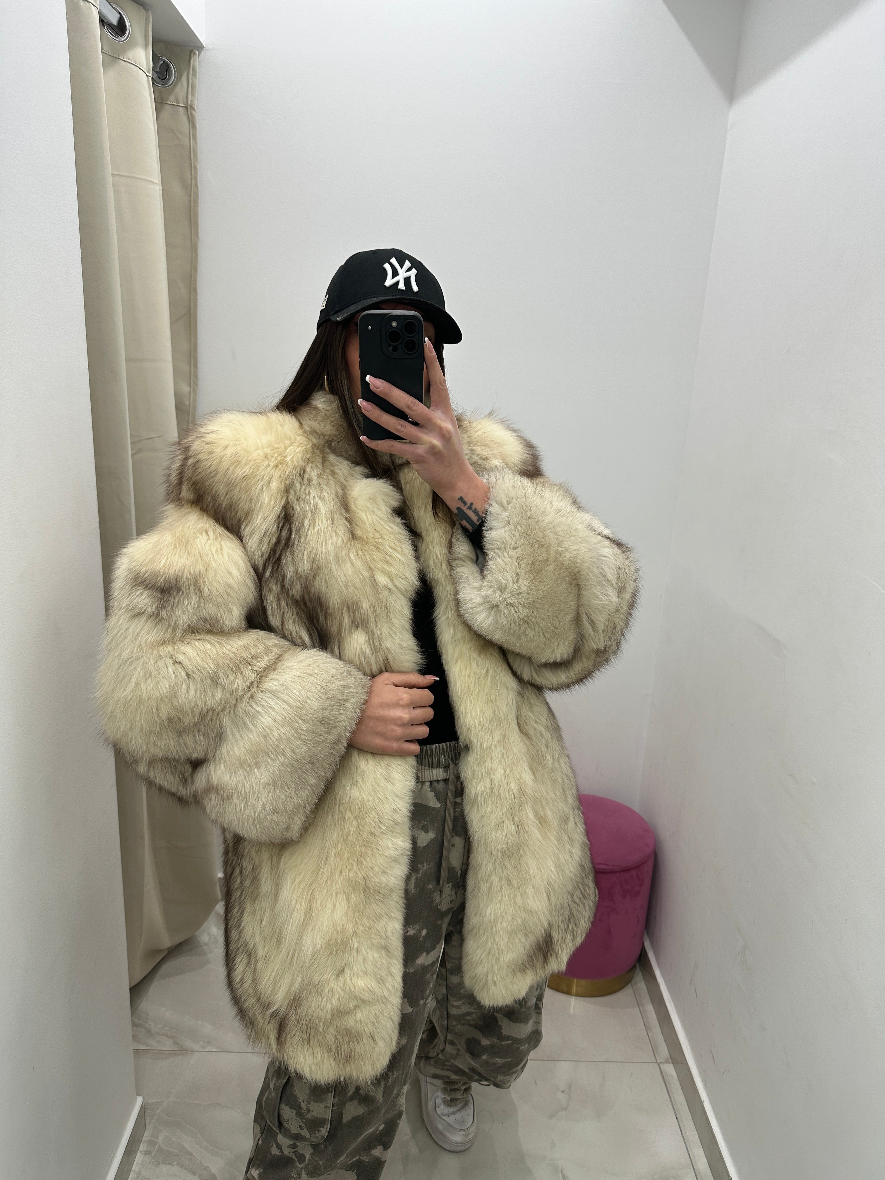 Pelliccia vera vintage volpe bianca