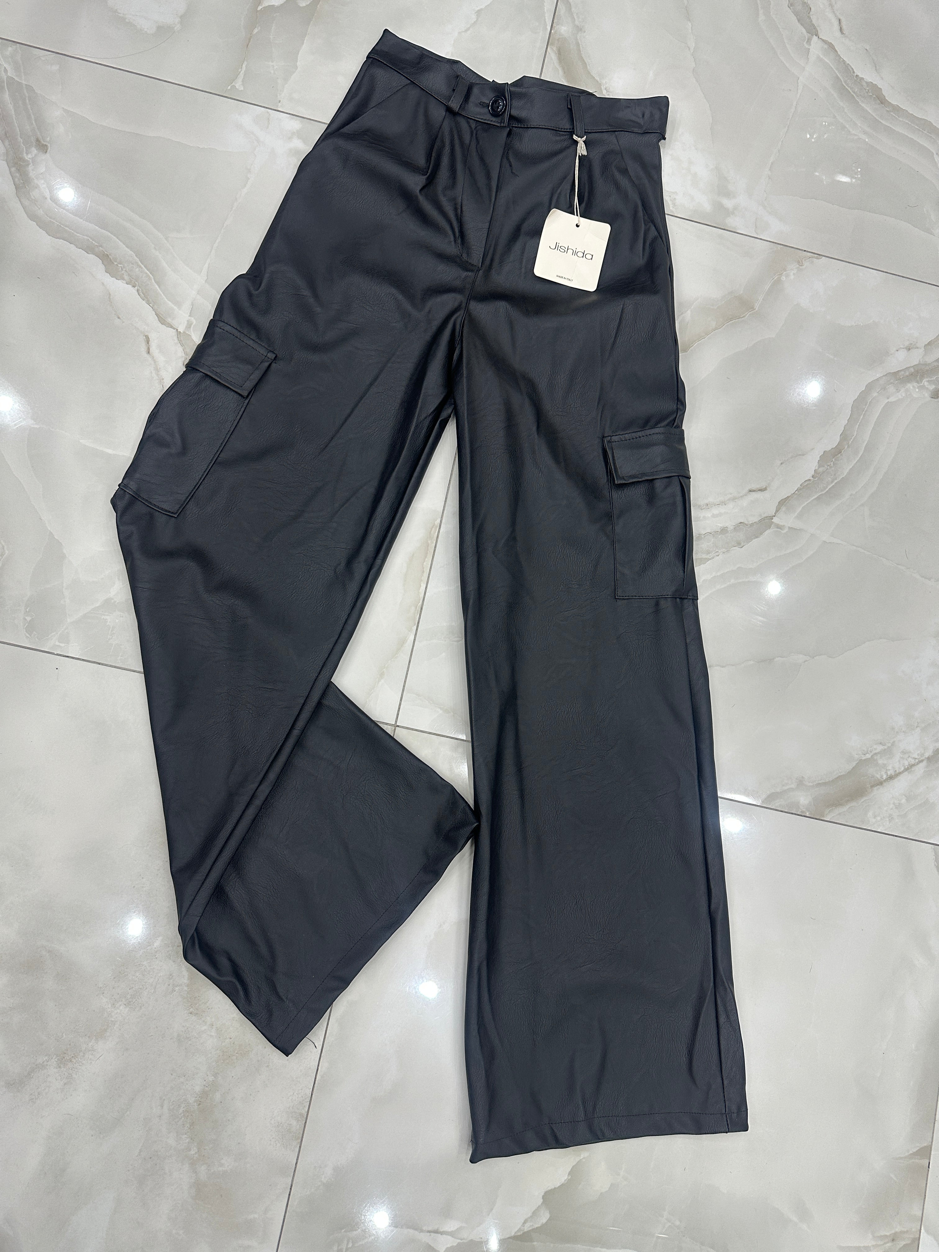 Pantalone ecopelle nero