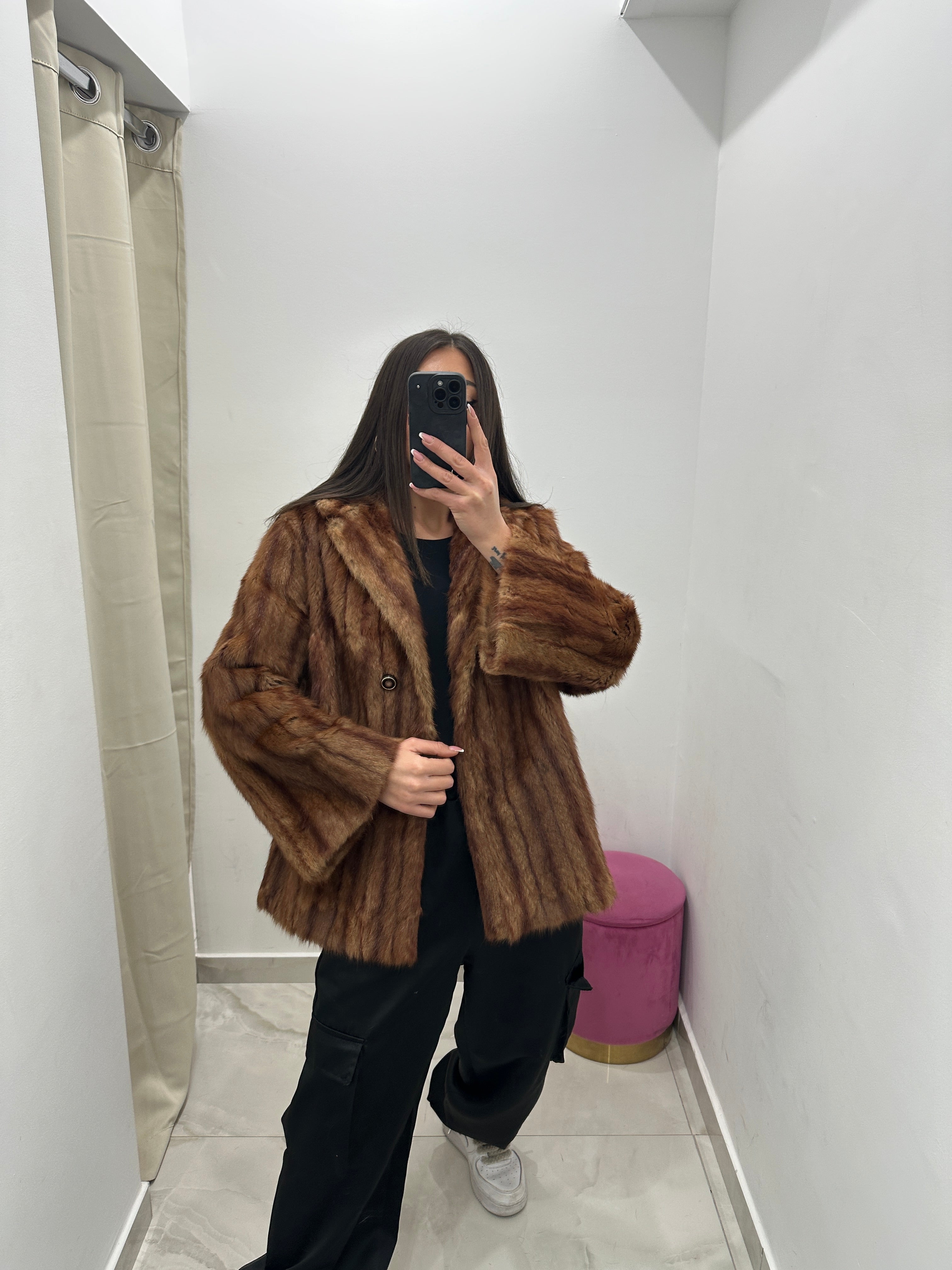 Pelliccia vera vintage miele