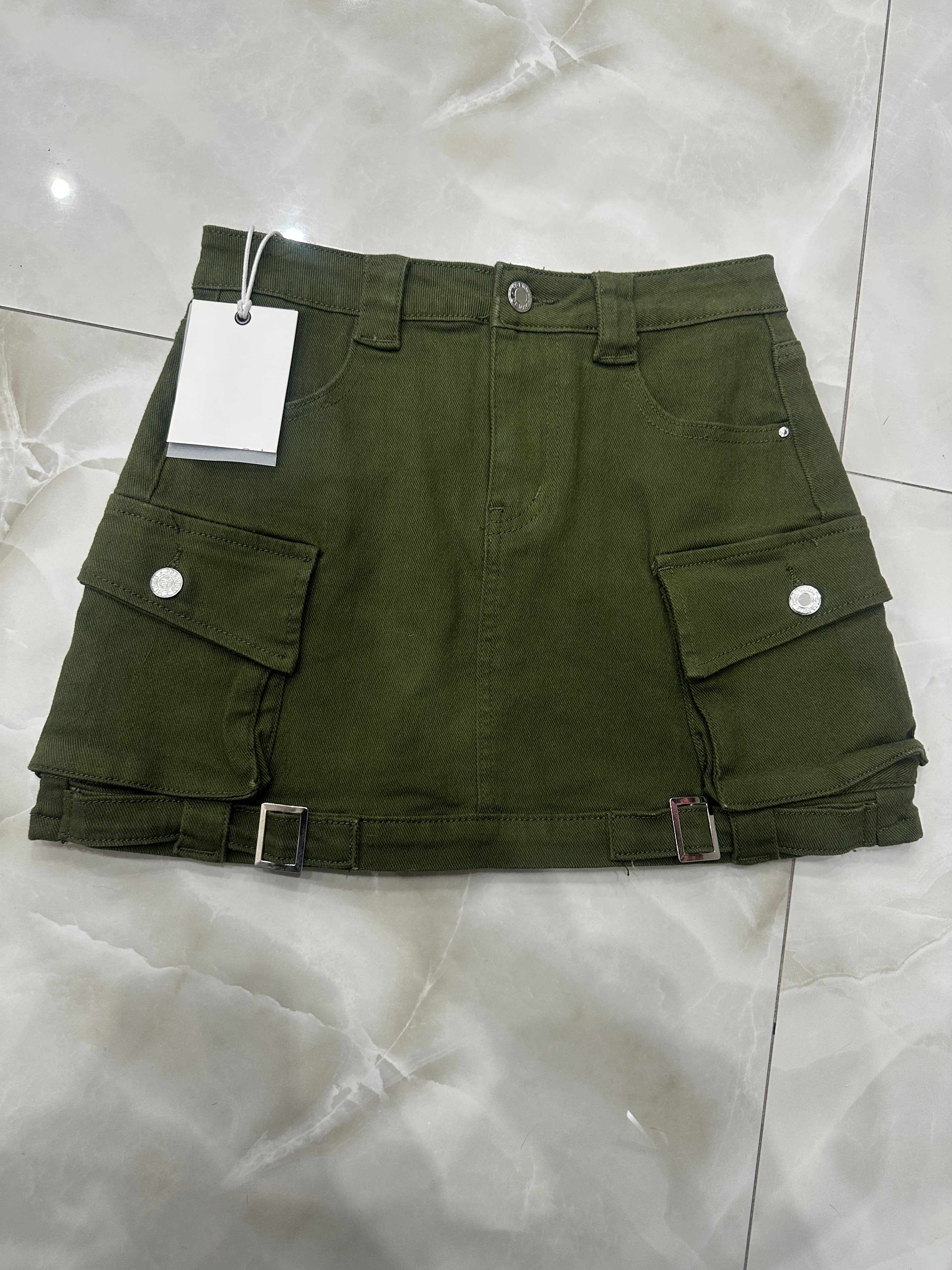 Gonna jeans verde militare