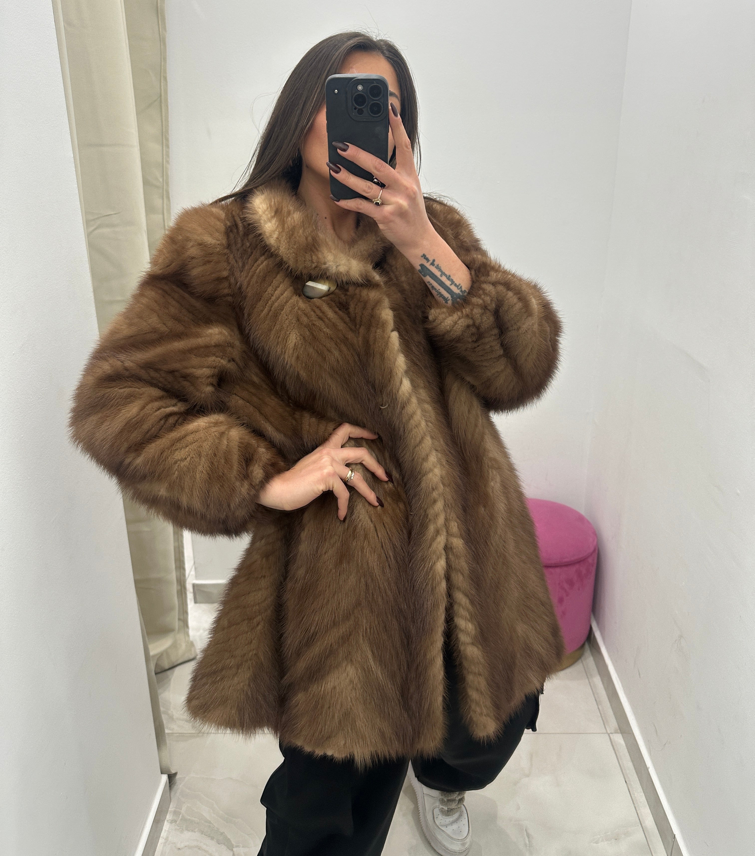 Pelliccia vera vintage miele