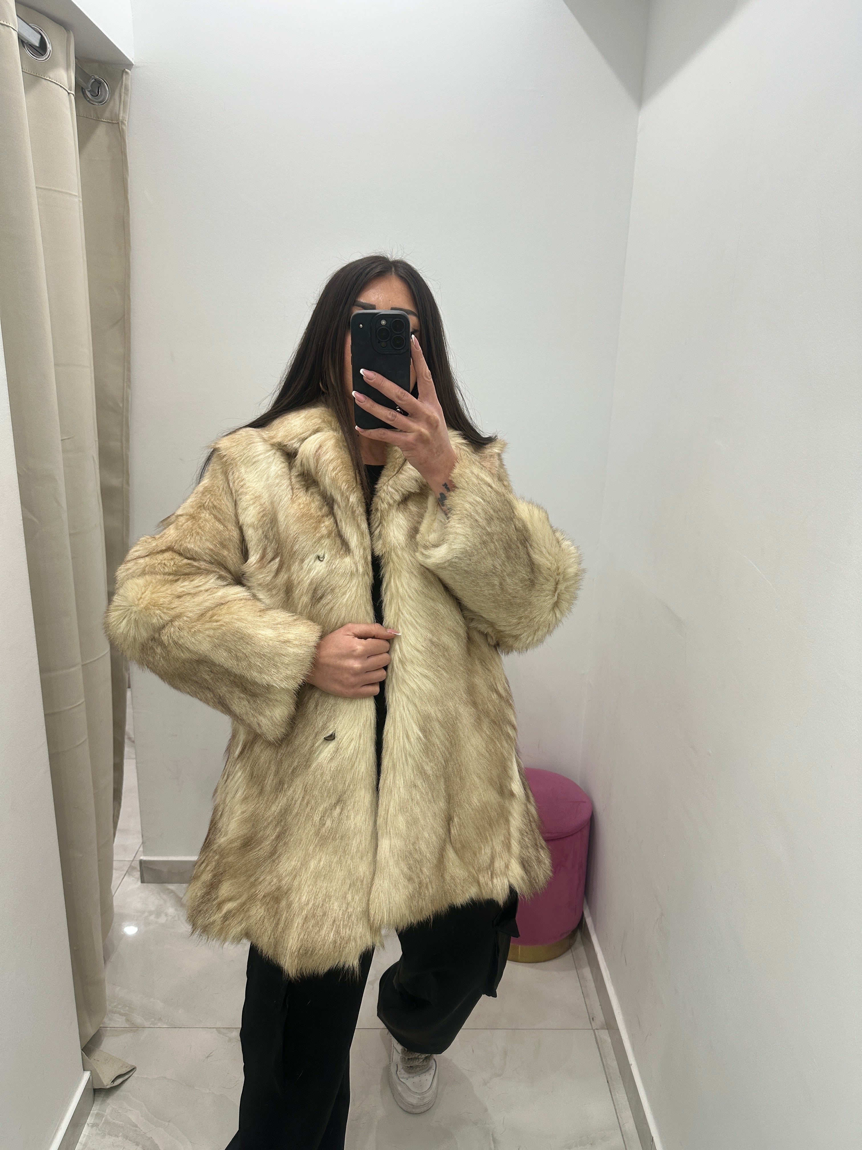 Pelliccia vera vintage panna