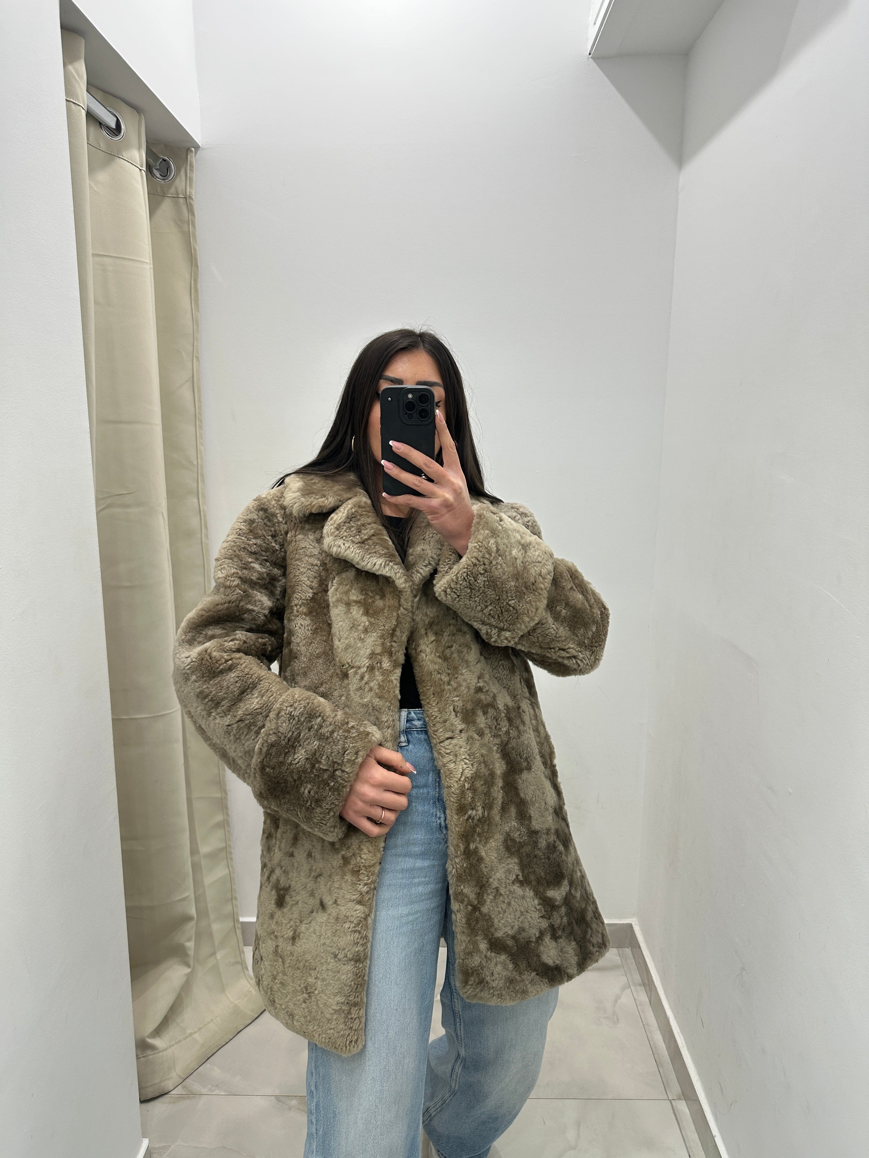 Pelliccia vera vintage fango gold