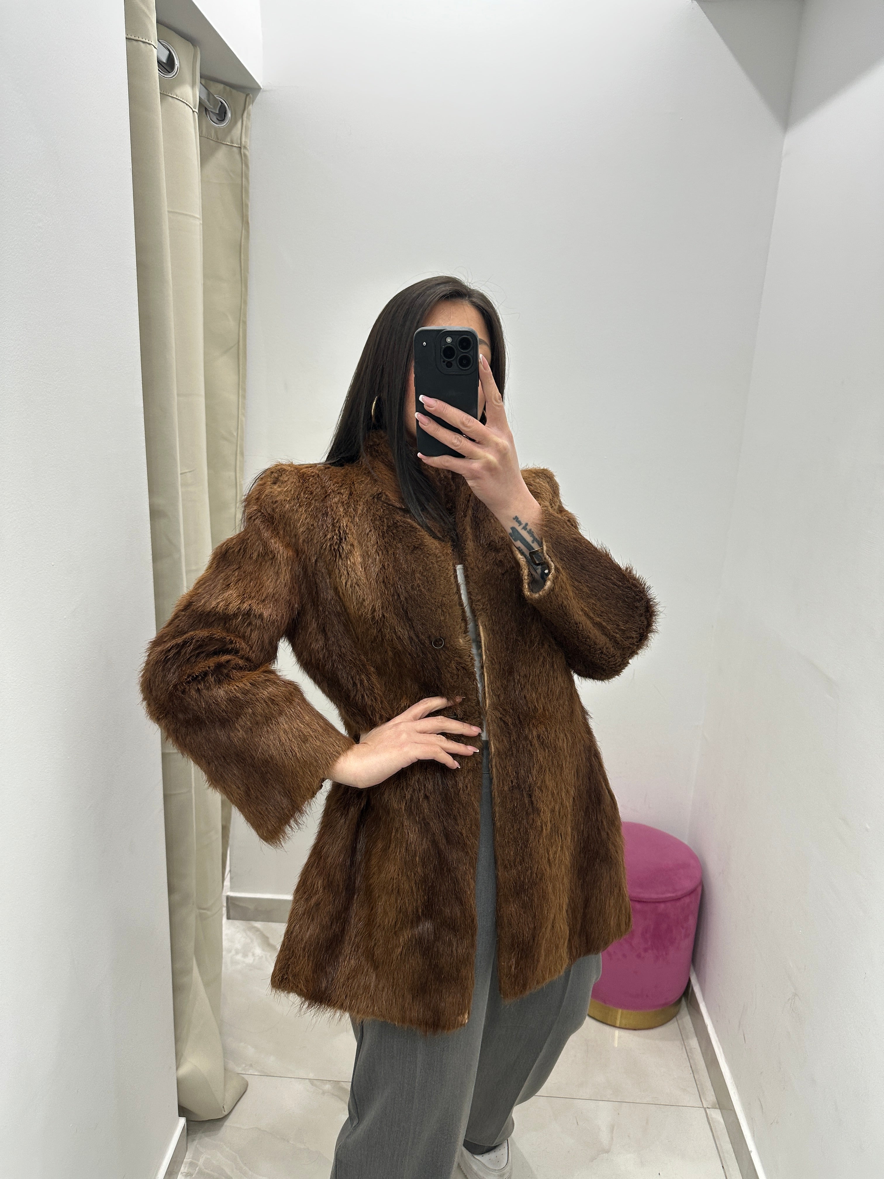 Pelliccia vera vintage in promo marrone