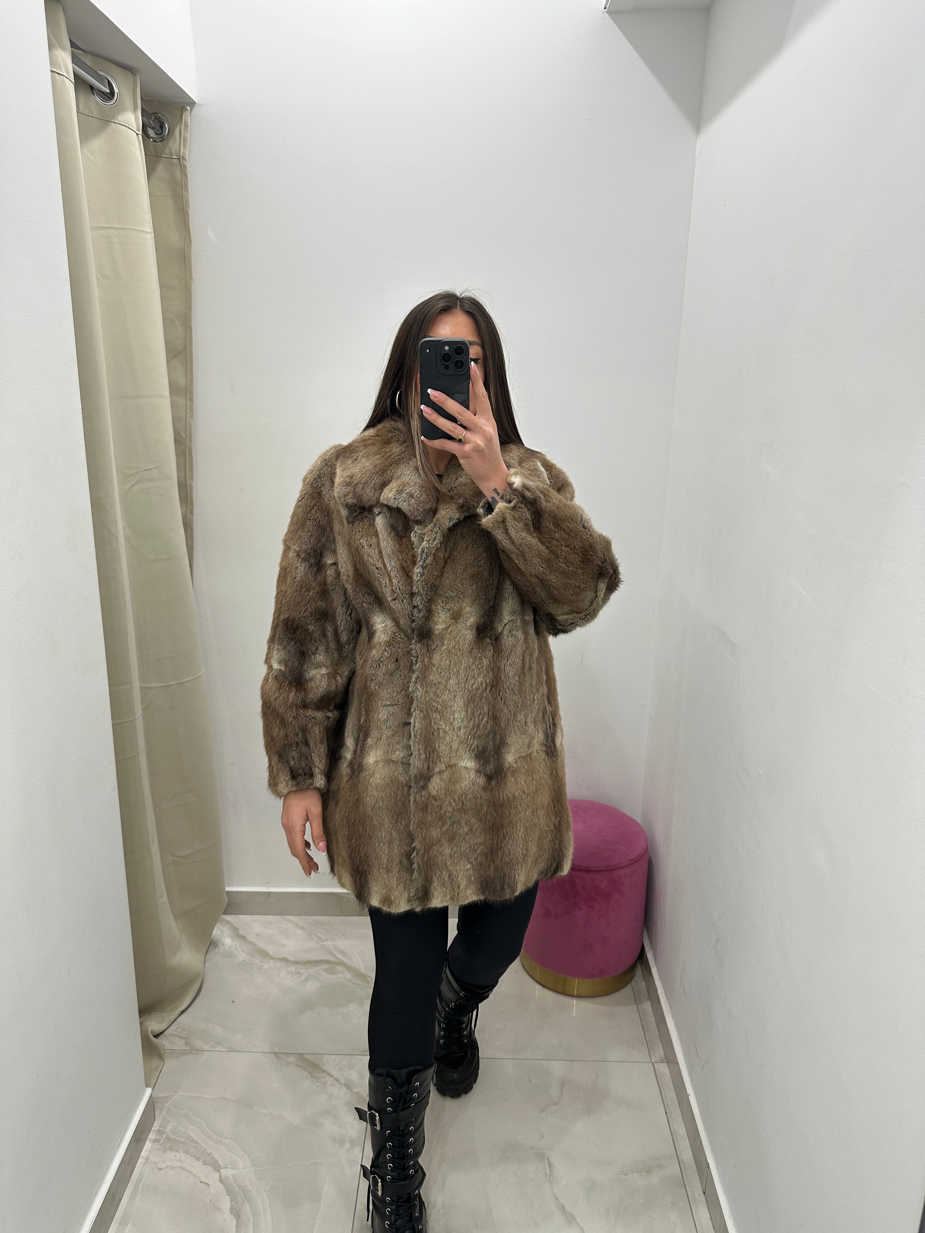 Pelliccia vera vintage beige sfumato