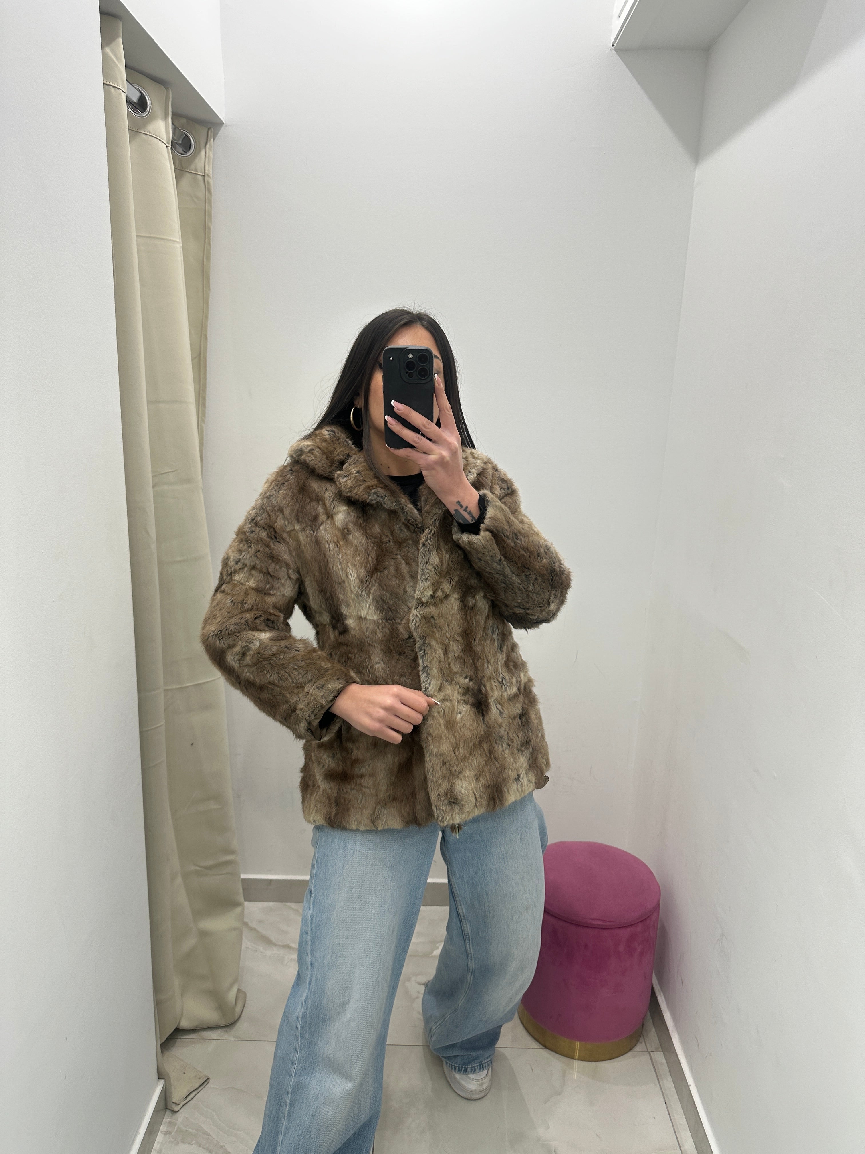 Pelliccia vera vintage fango gold