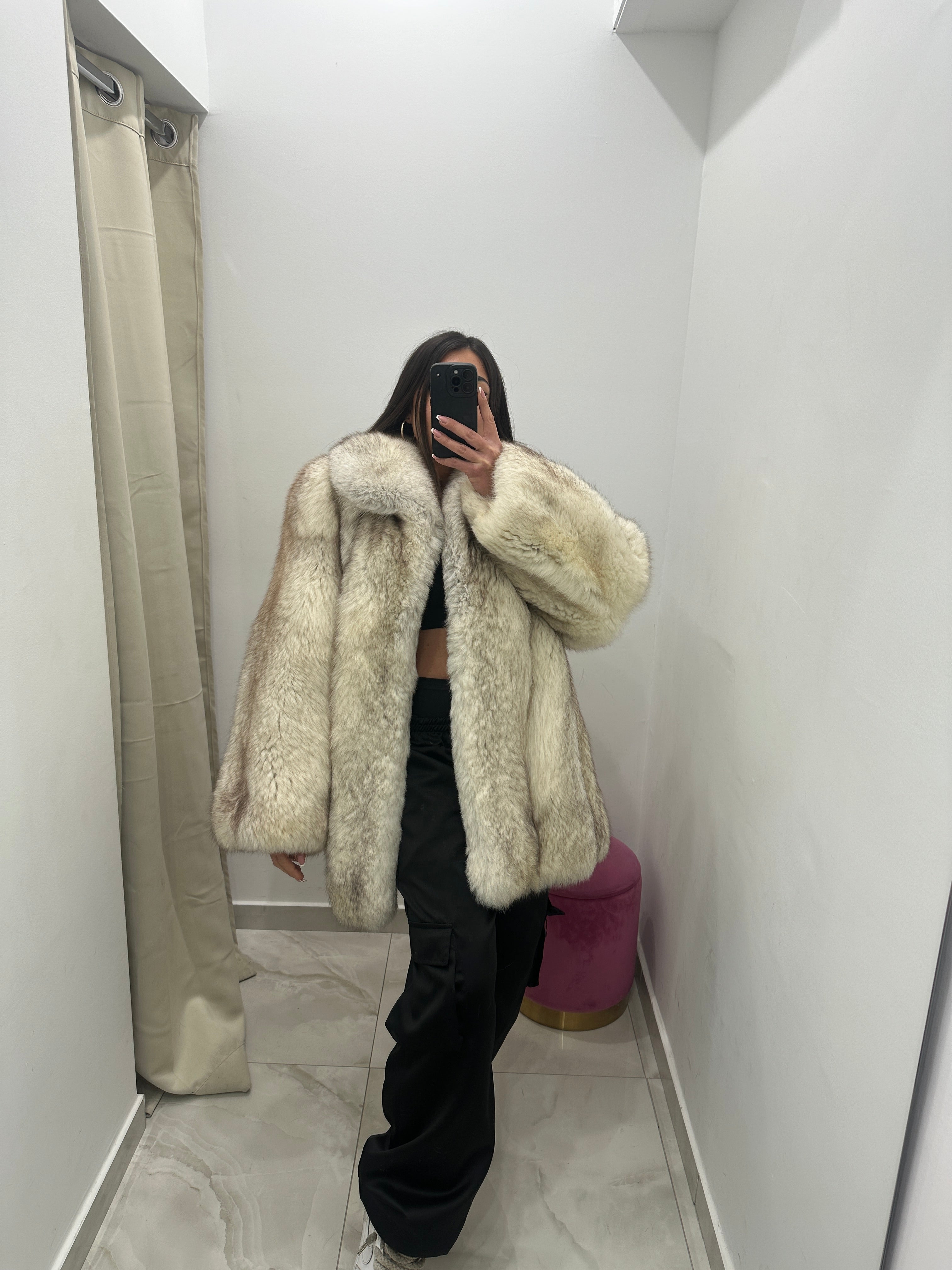 Pelliccia vera vintage volpe bianca