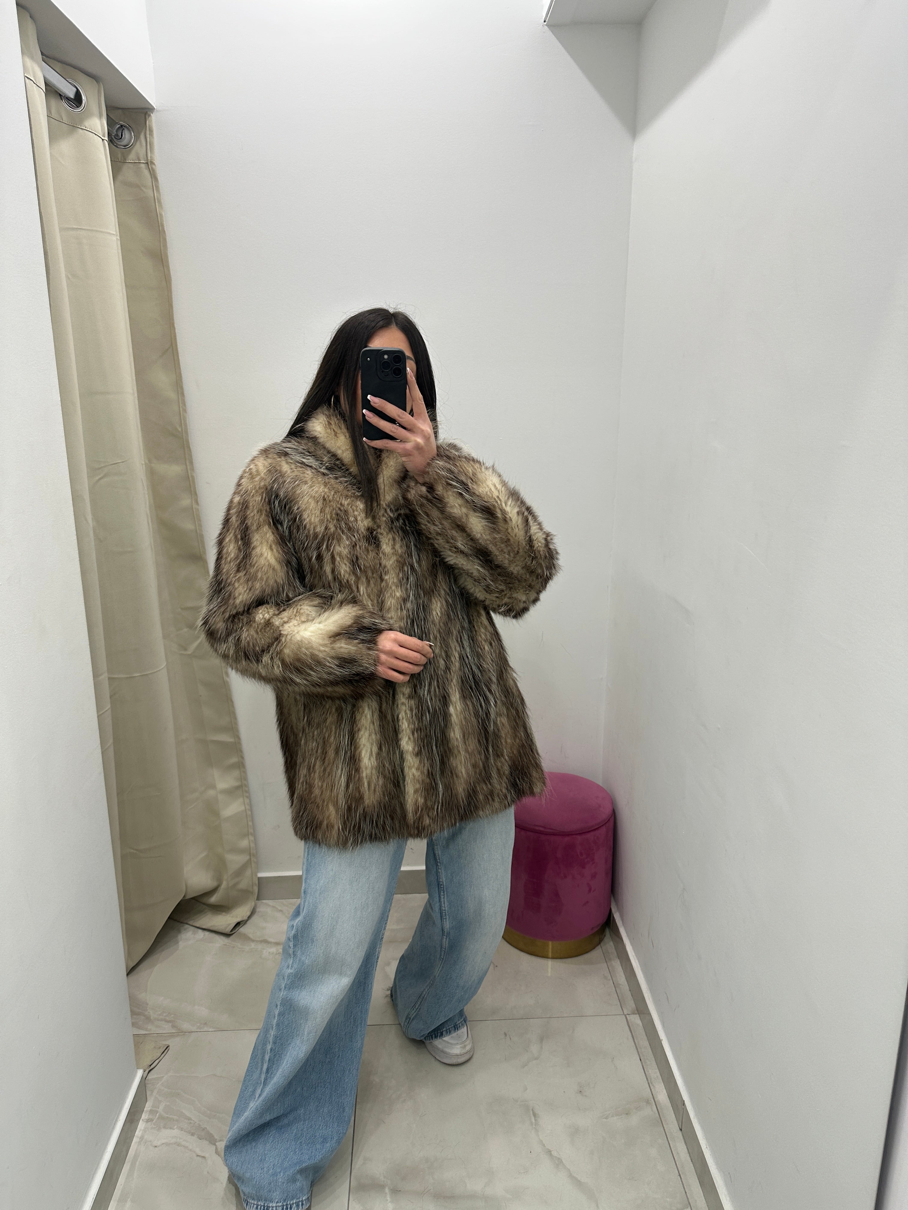 Pelliccia vera vintage bicolor