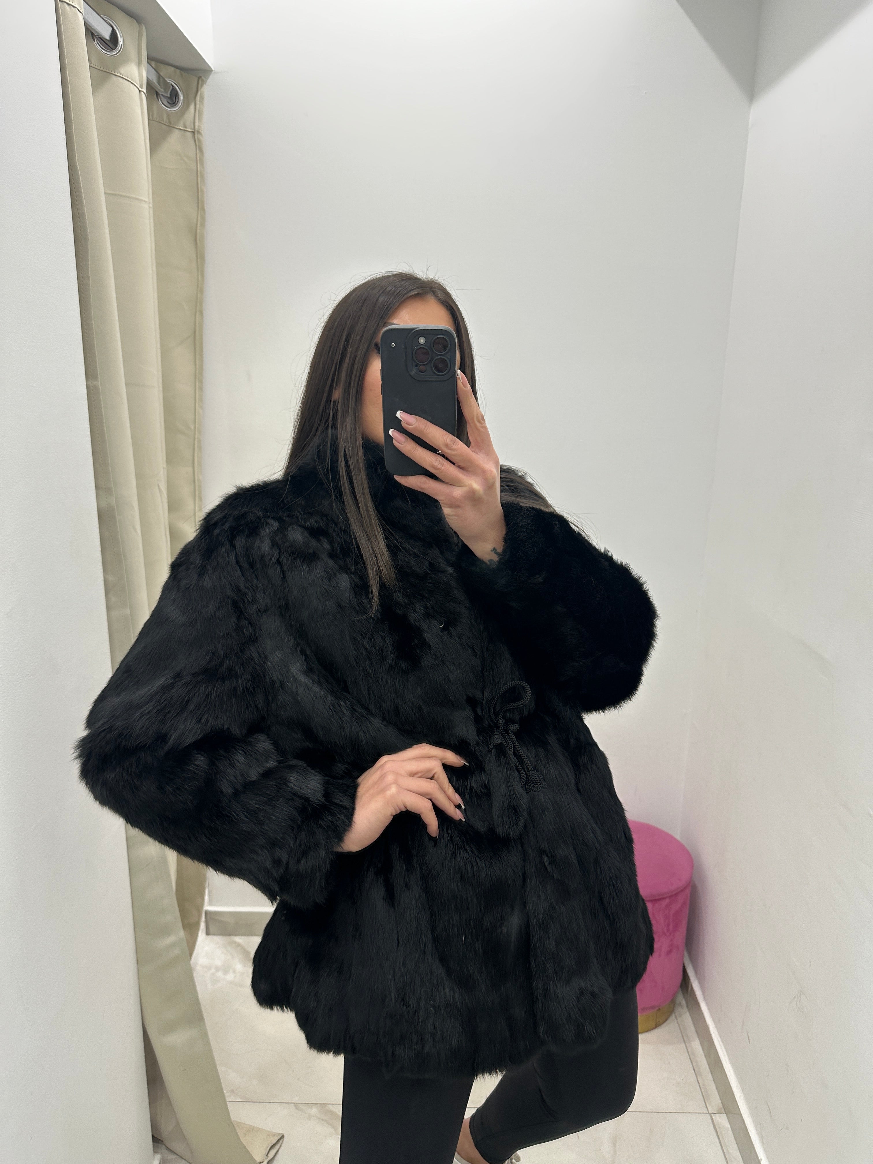 Pelliccia vera vintage nera