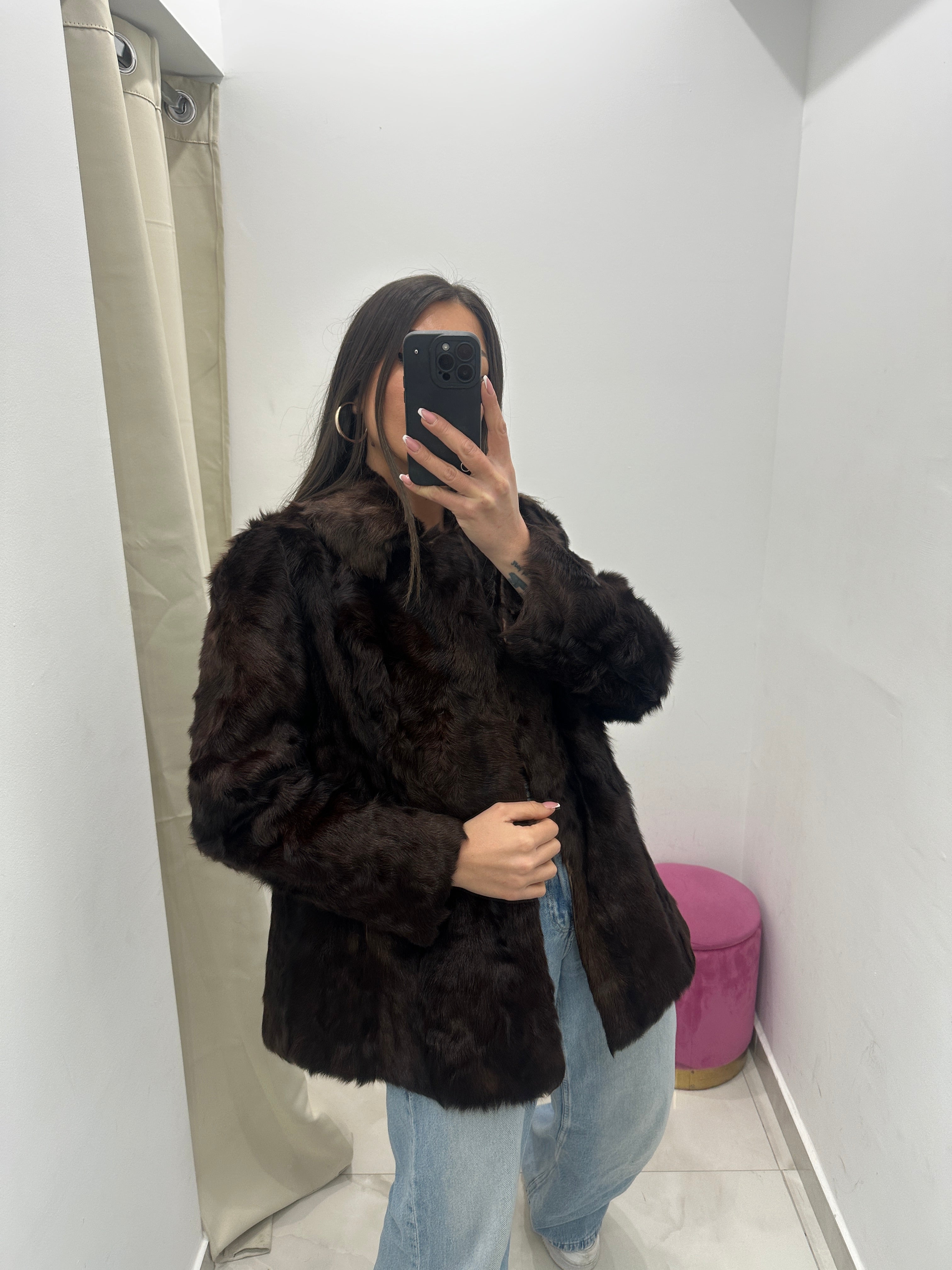 Pelliccia vera vintage in promo marrone