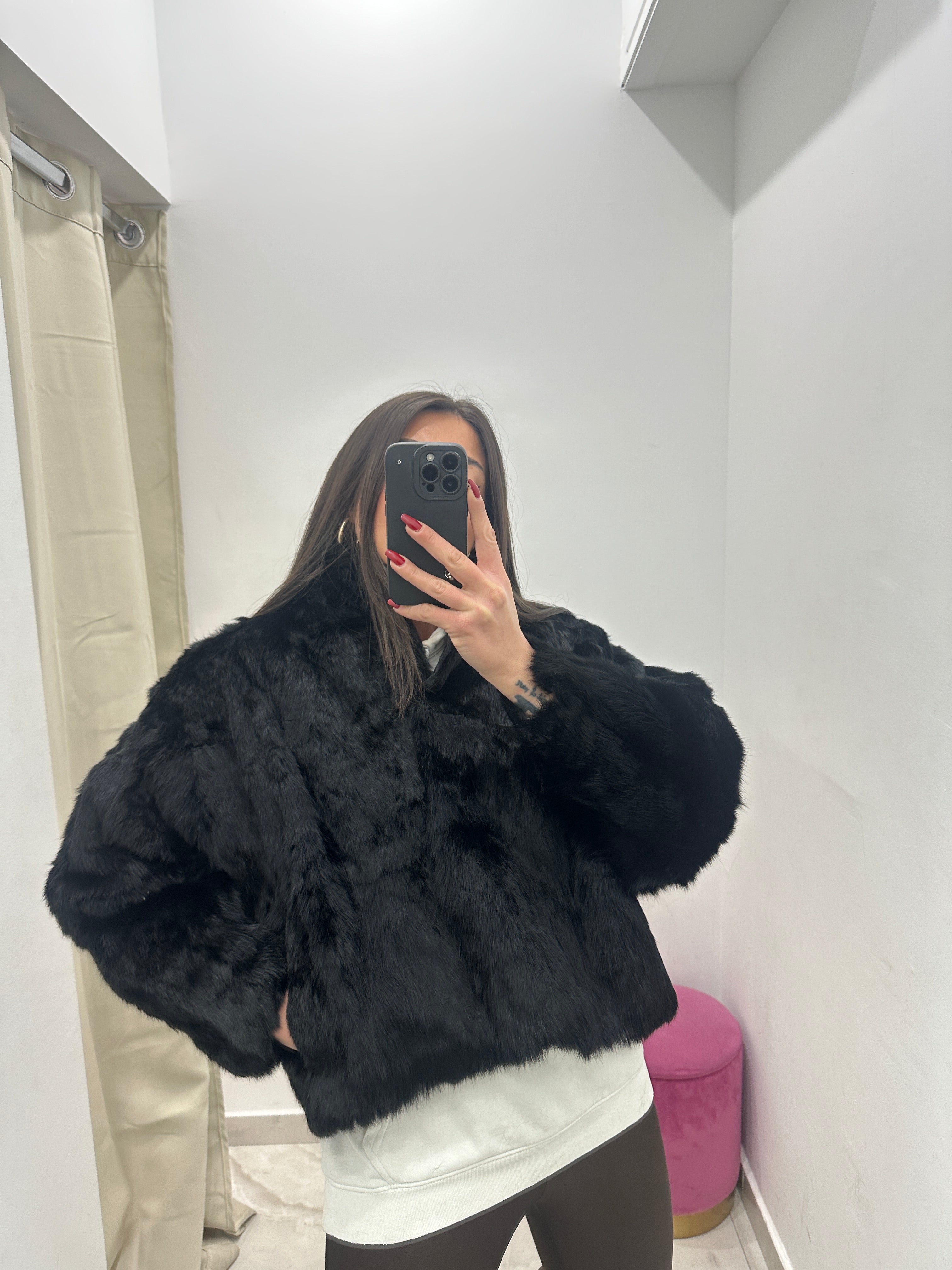 Pelliccia vera vintage nera