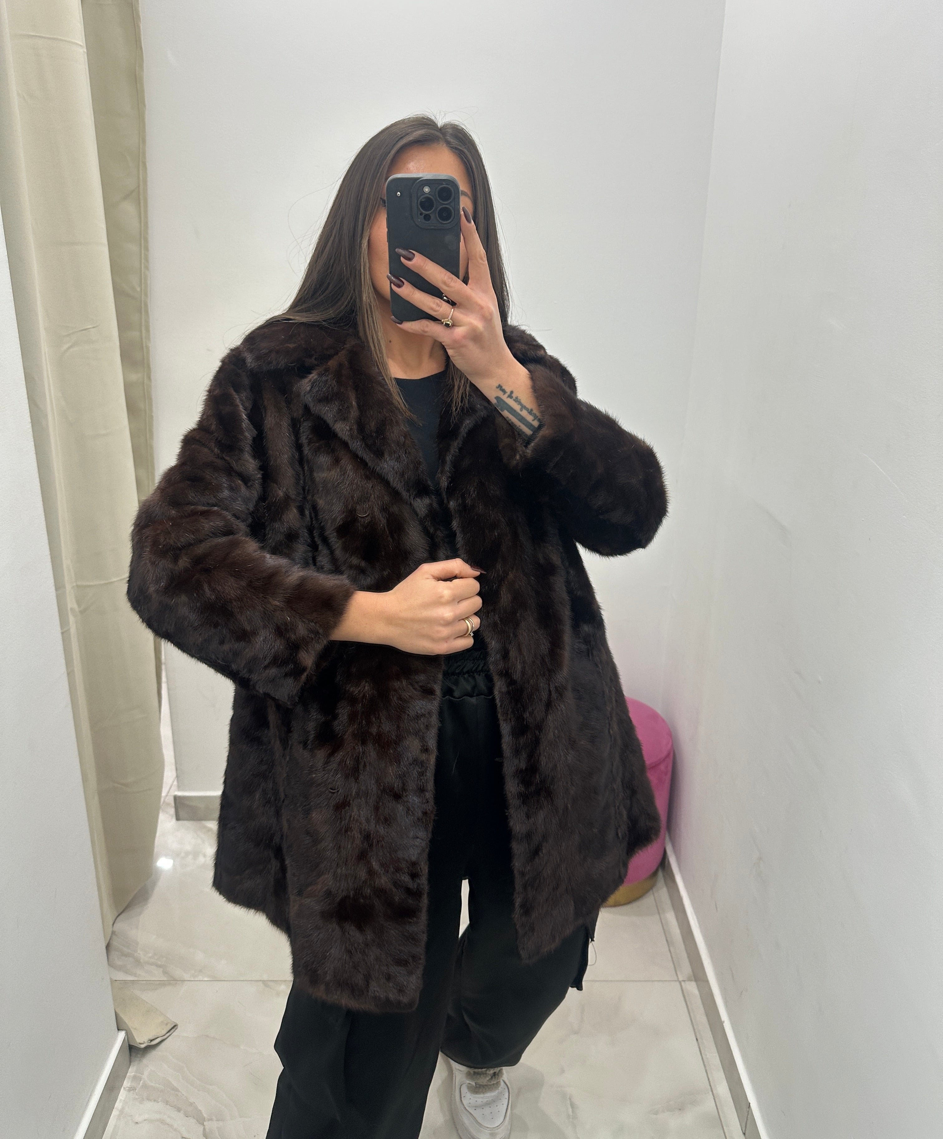 Pelliccia vera vintage marrone scuro