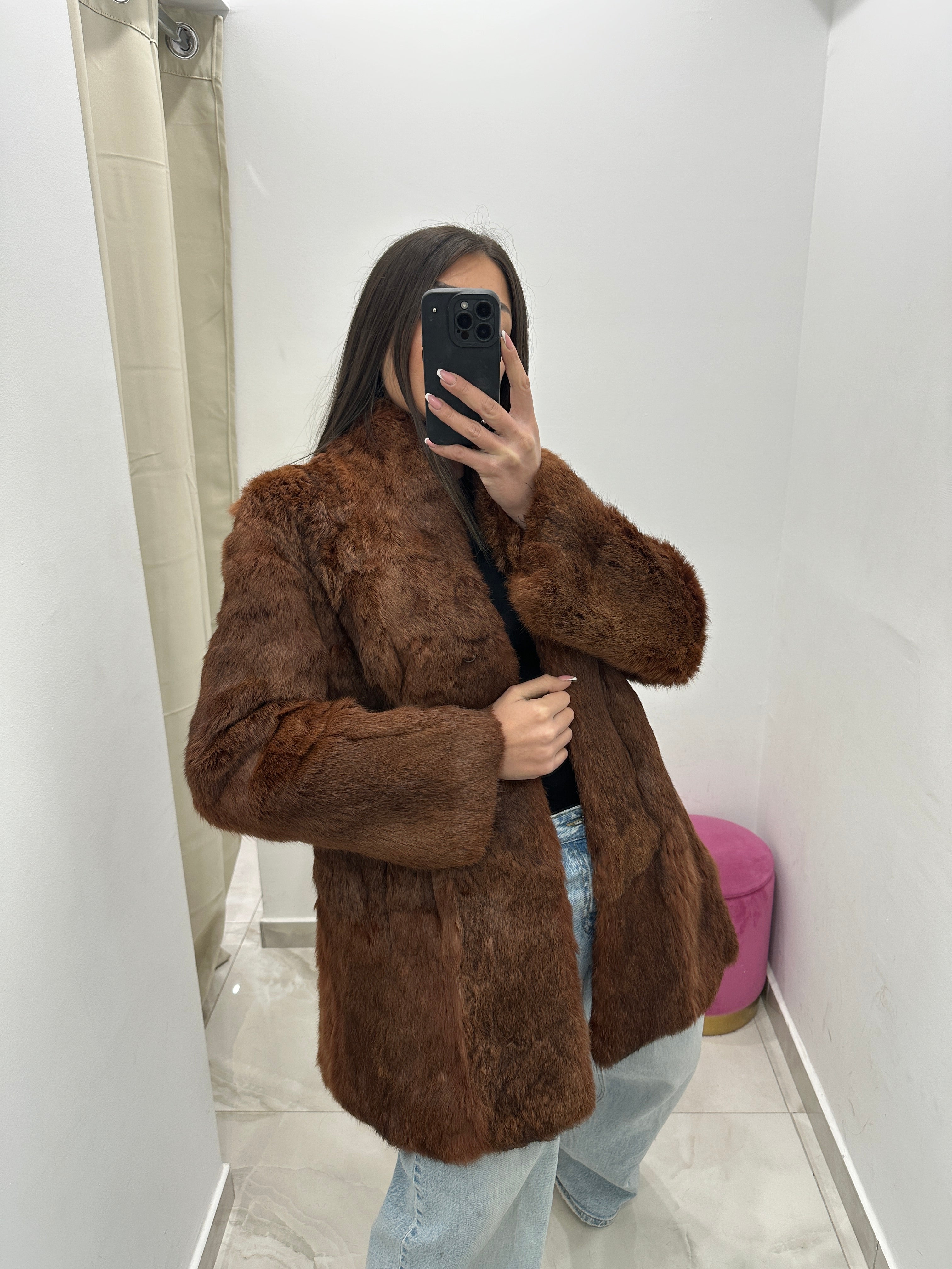Pelliccia vera vintage mielato rosso