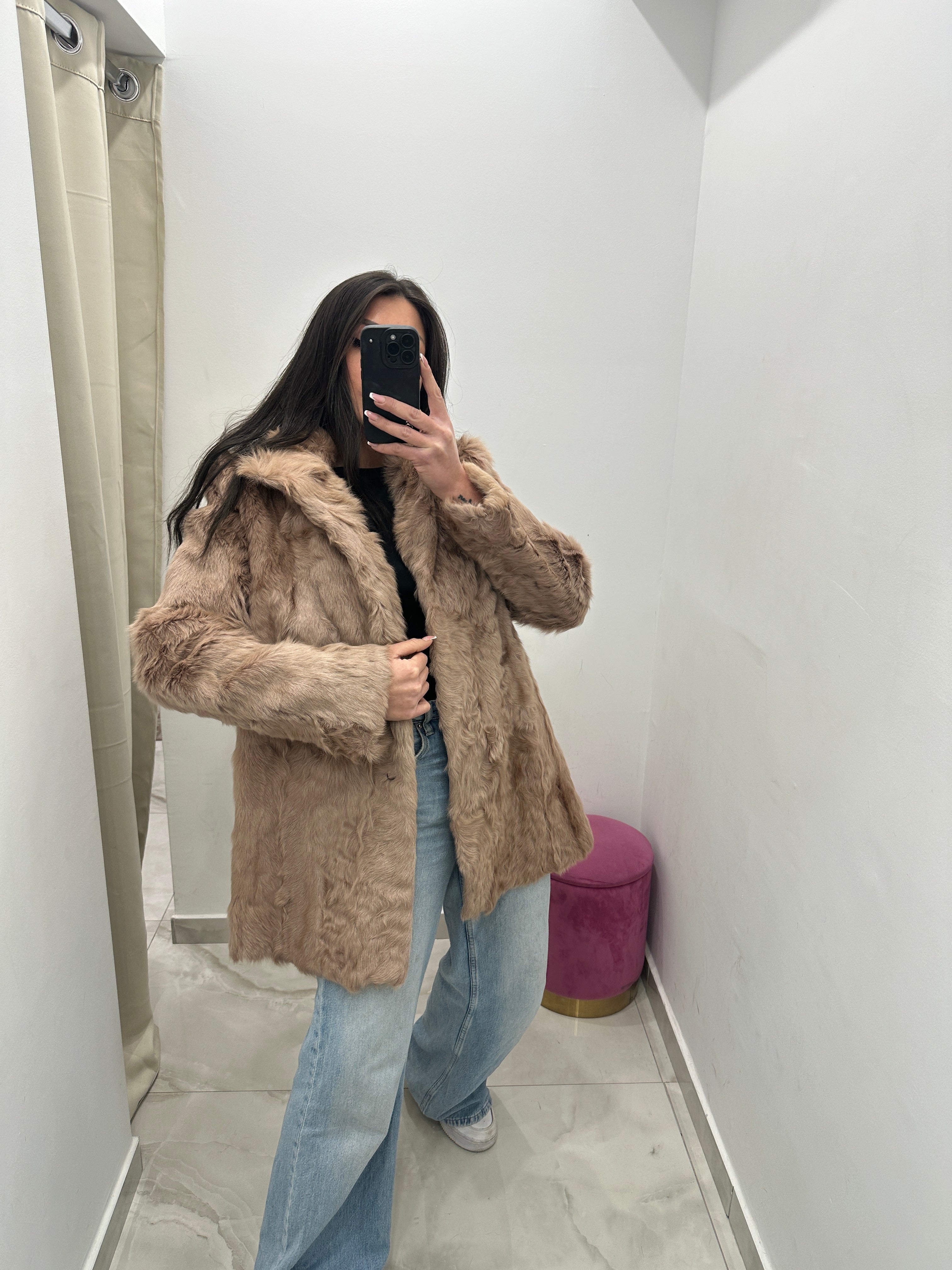 Pelliccia vera vintage beige