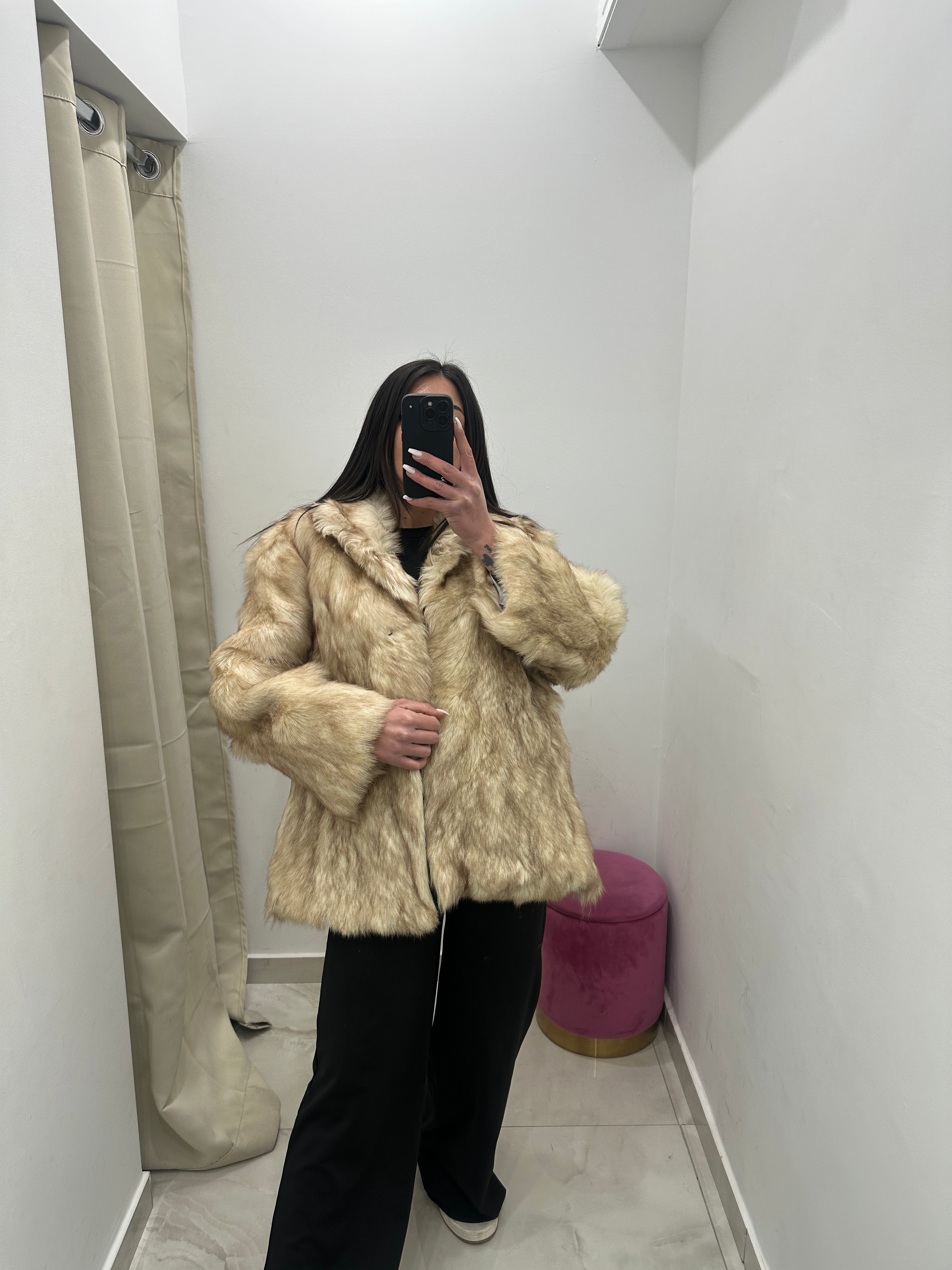 Pelliccia vera vintage panna