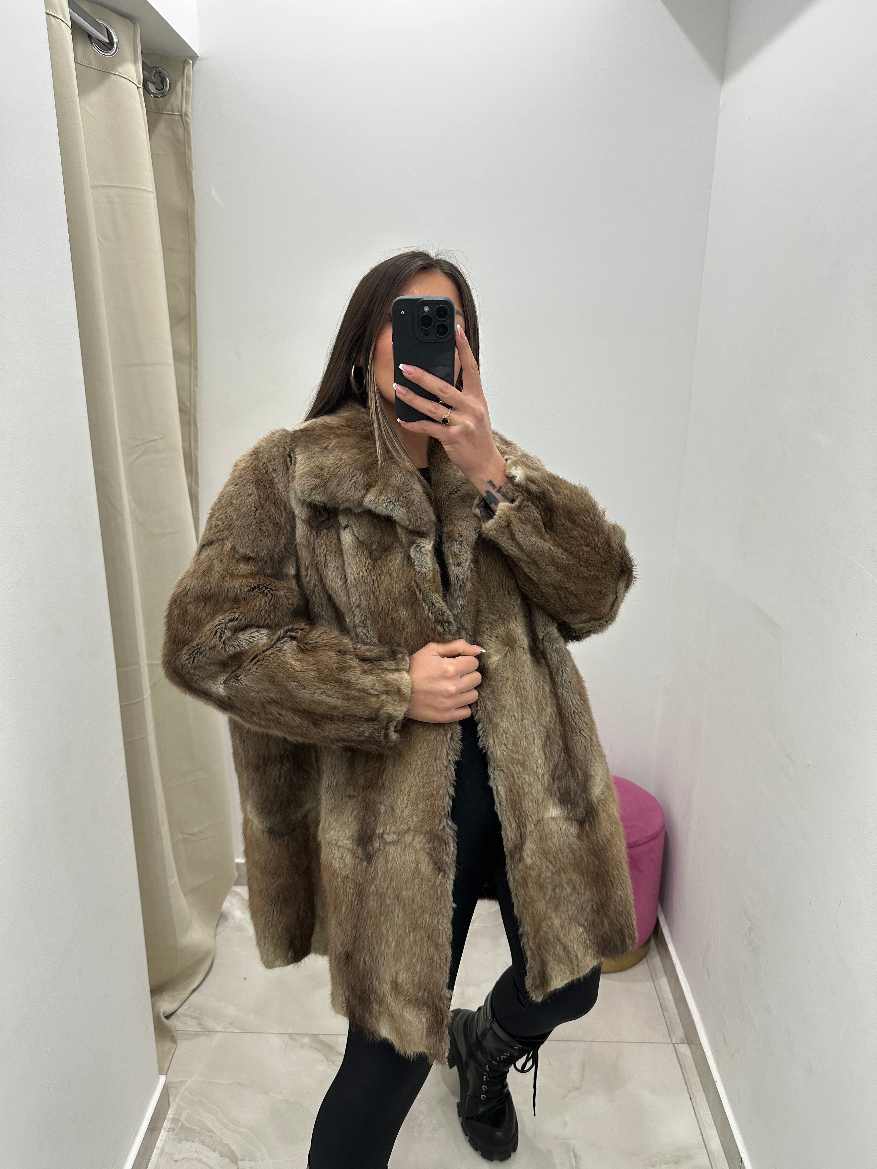 Pelliccia vera vintage beige sfumato