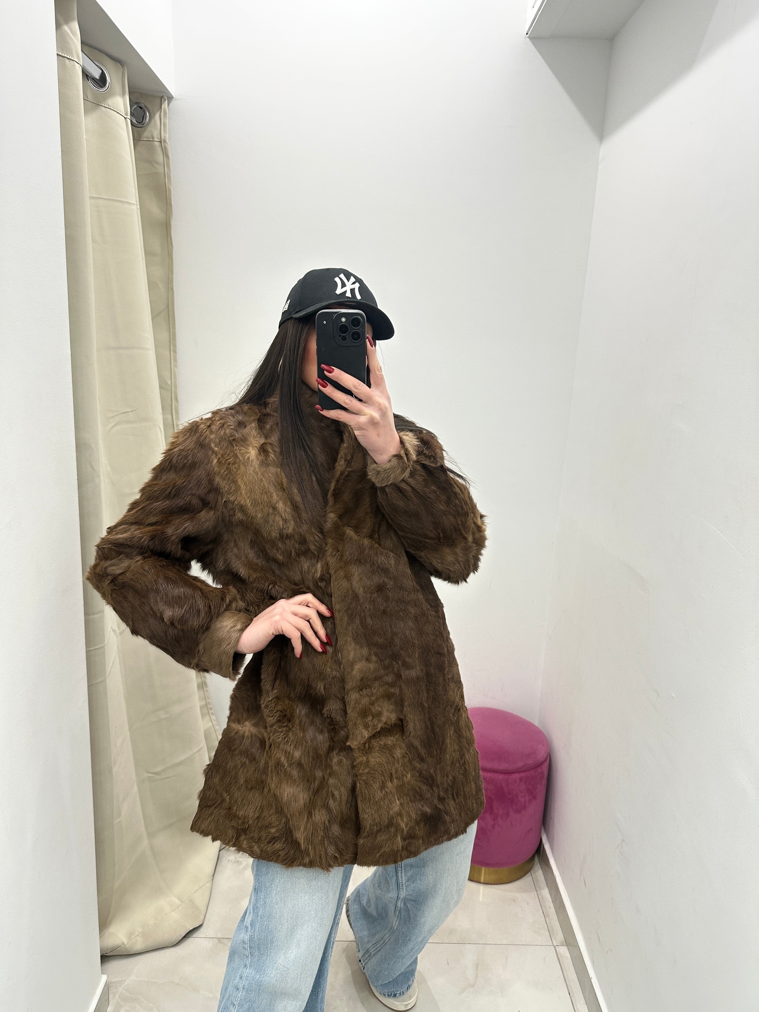 Pelliccia vera vintage in promo marrone chiaro