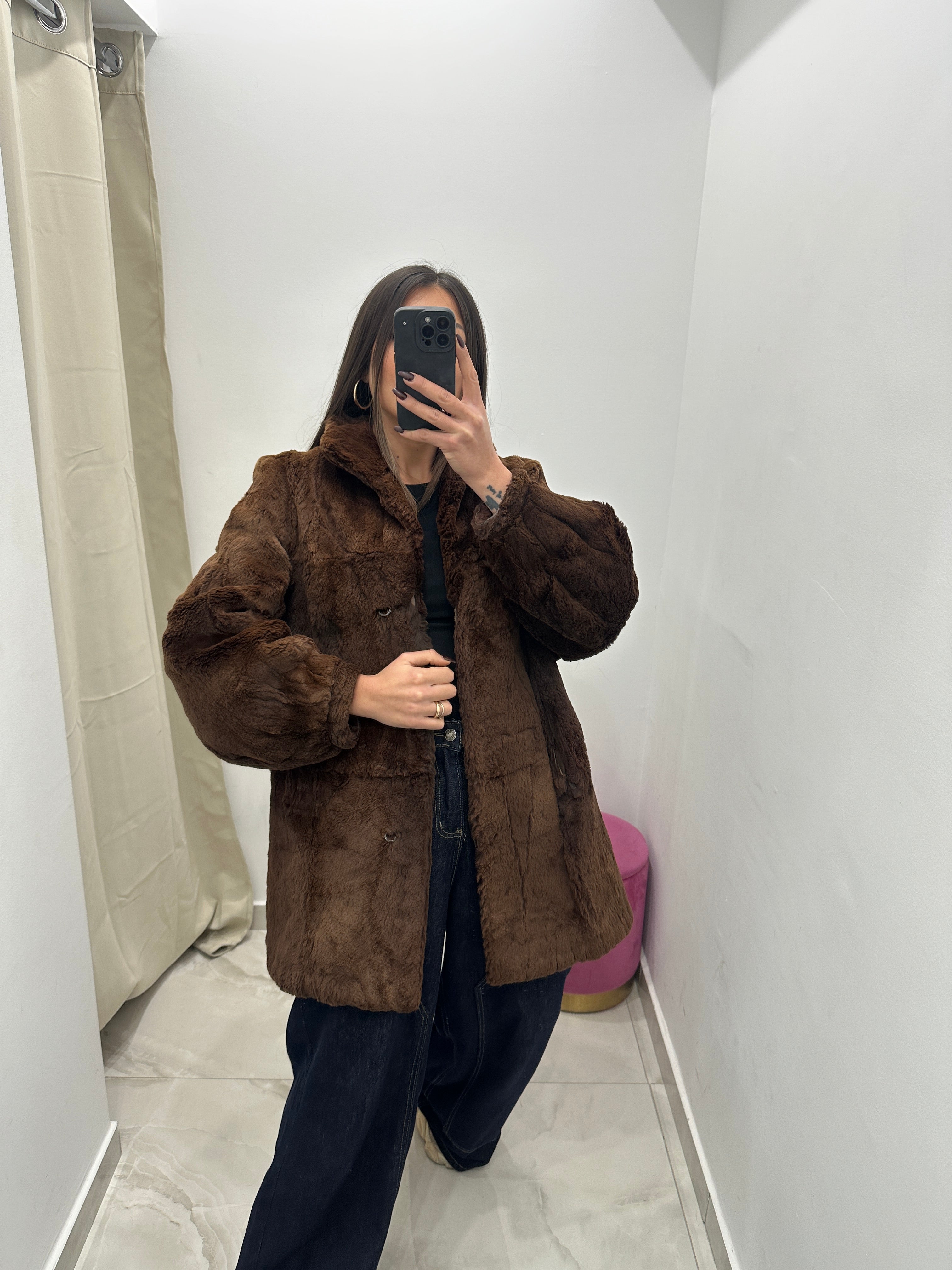 Pelliccia vera vintage marrone