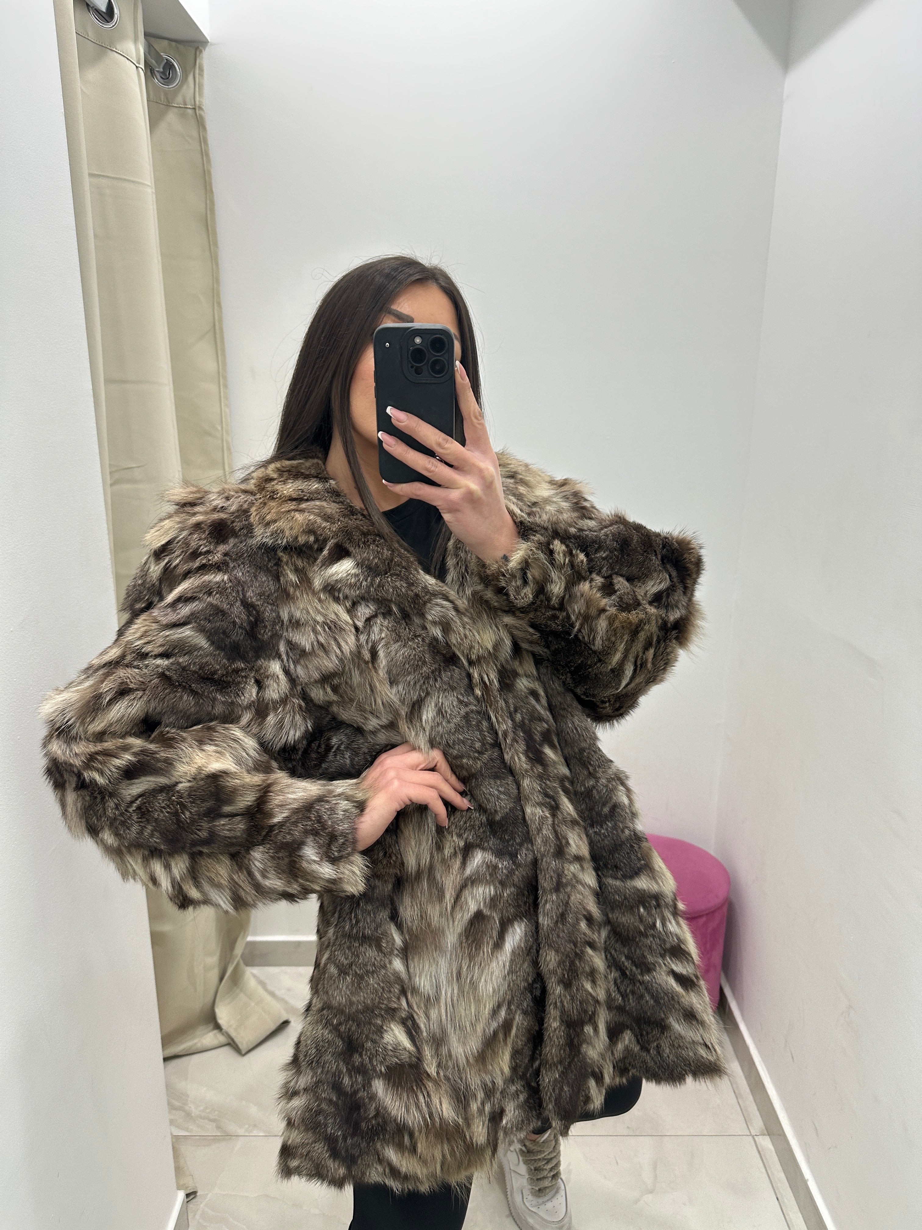 Pelliccia vera vintage bicolor