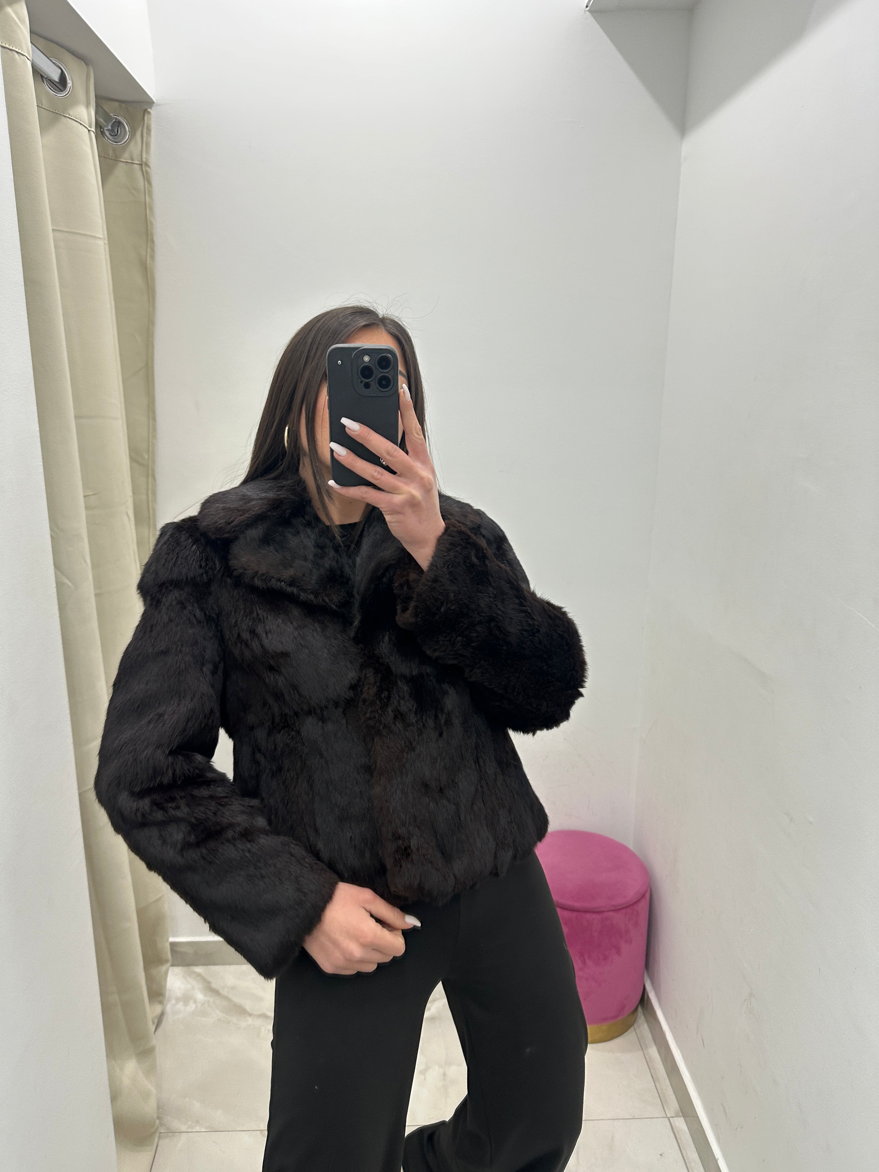 Pelliccia vera vintage marrone scuro